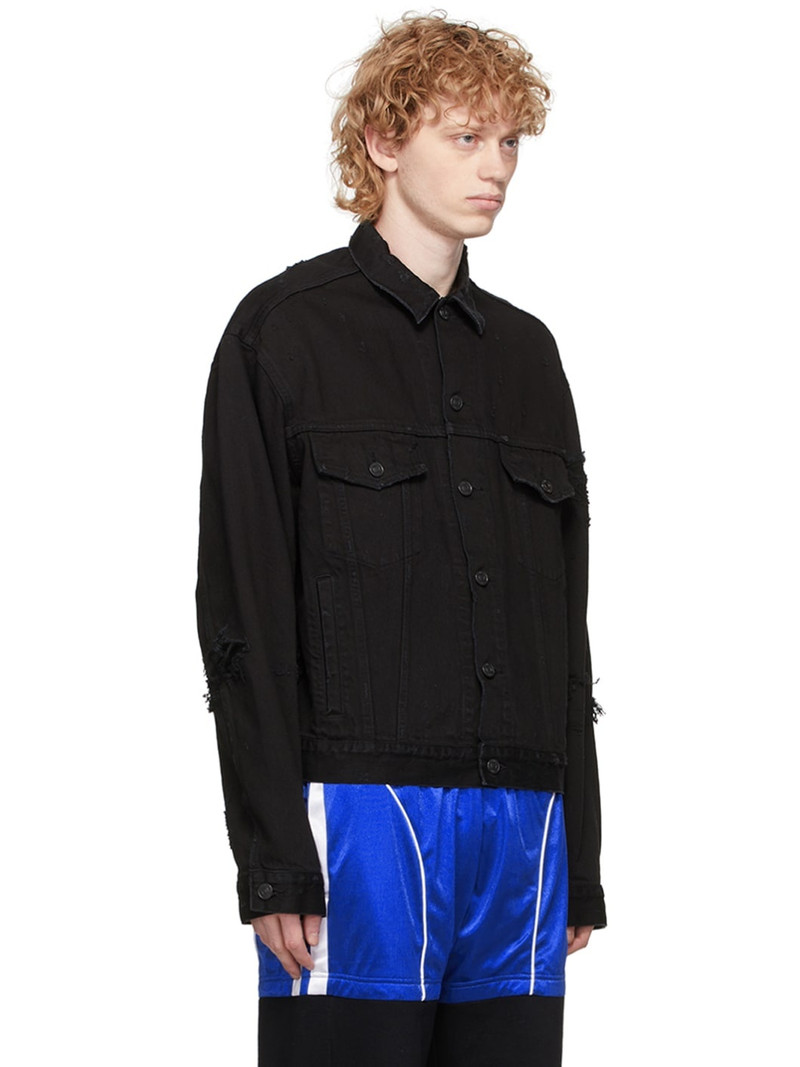 BALENCIAGA Black Denim Ripped Jacket outlook
