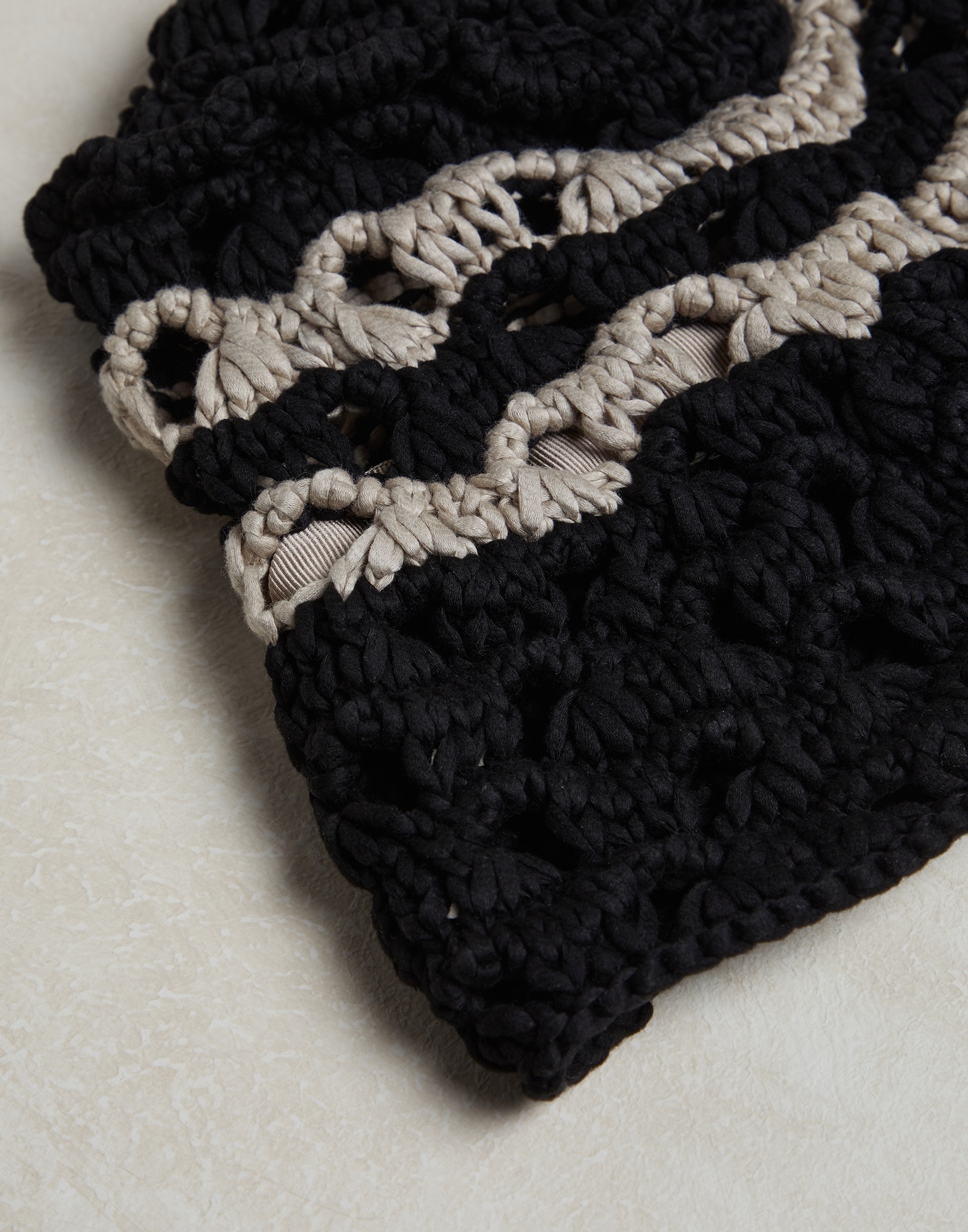 Striped cotton feather yarn ajour knit bucket hat - 2
