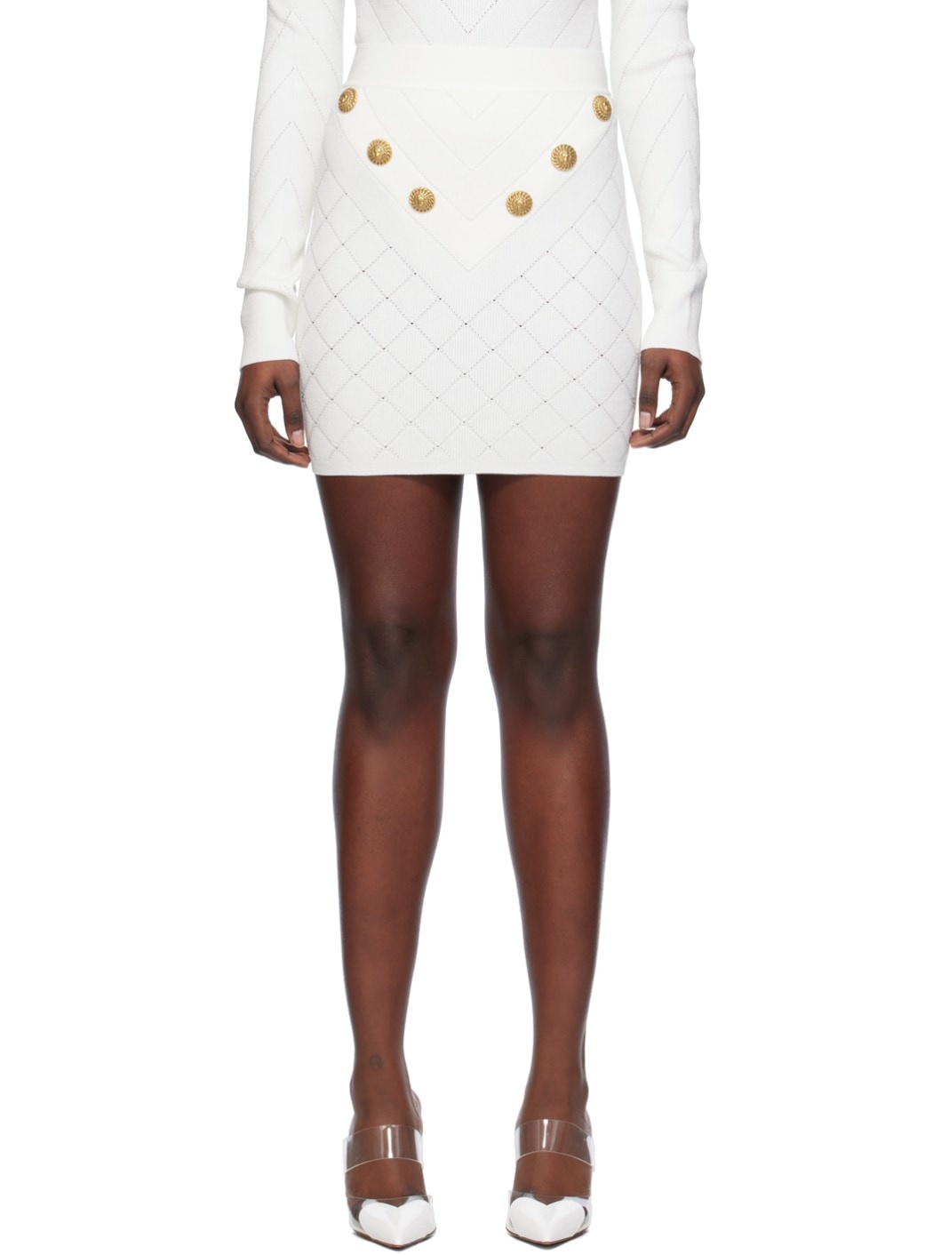 White High-Rise Miniskirt - 1