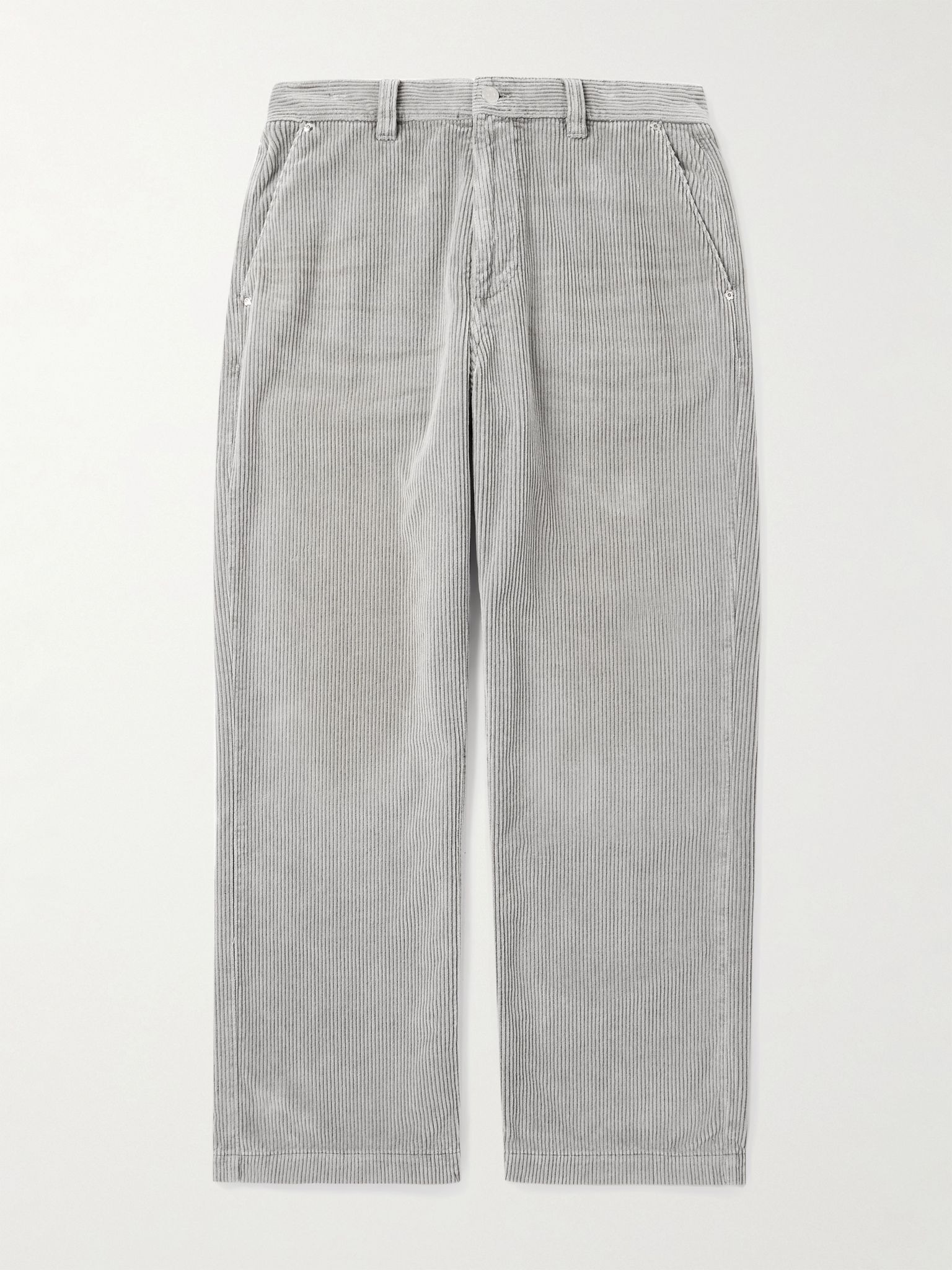 Straight-Leg Cotton-Corduroy Trousers Gray - 1