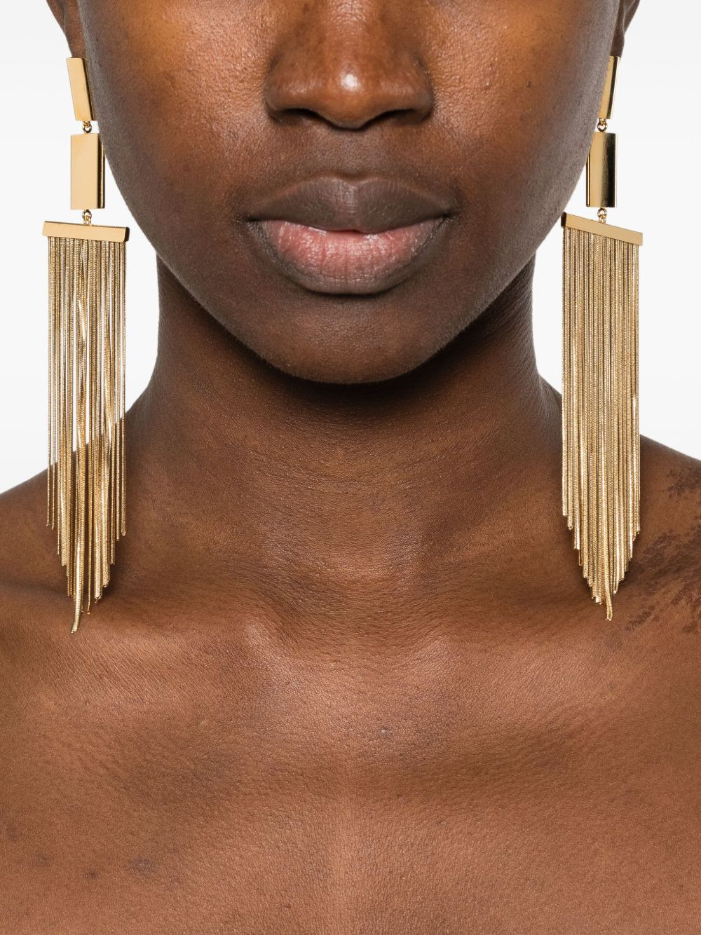 rectangle fringe earrings - 2