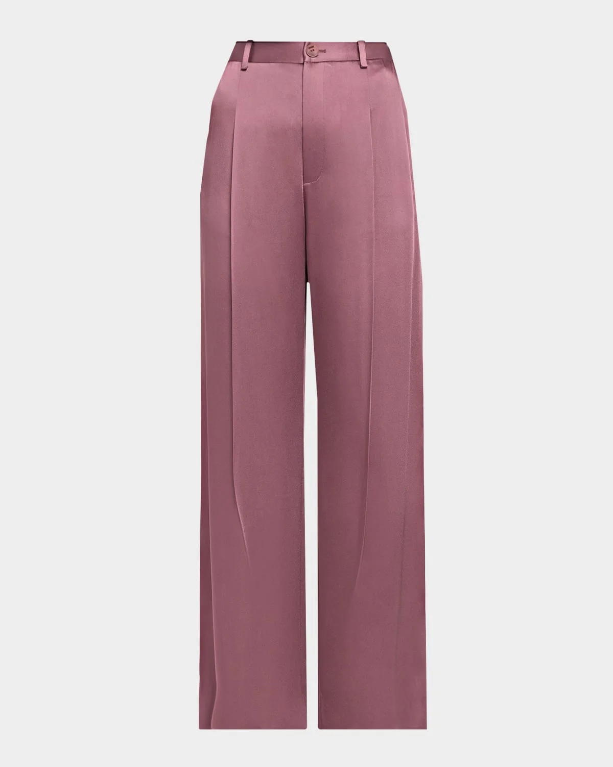 Pleated Satin Wide-Leg Trousers - 1