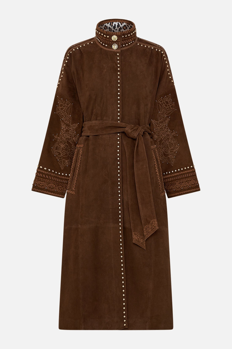 EMBROIDERED LONG SUEDE COAT 1