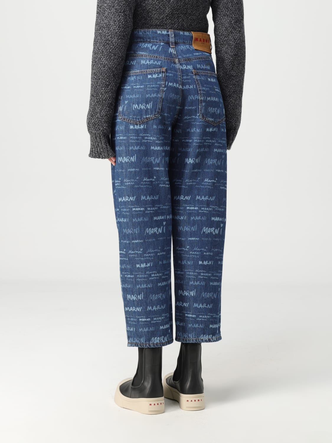 Marni denim jeans with all-over logo - 3