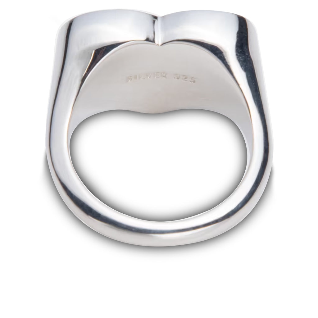 HEART SILVER RING - RED - 2