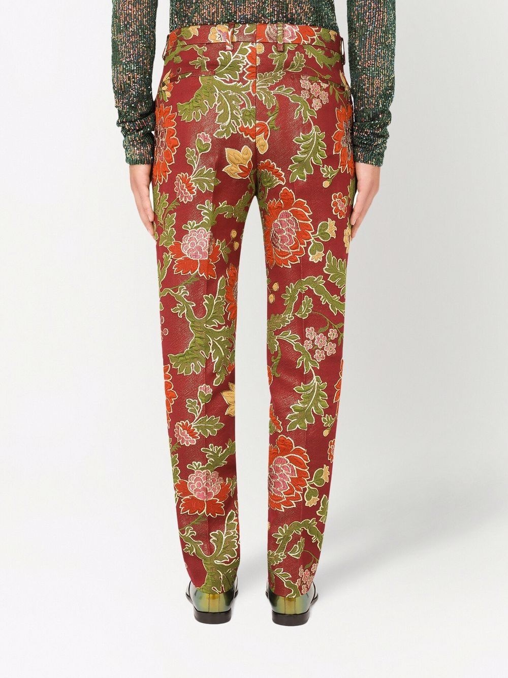 patterned jacquard tailored trousers - 4