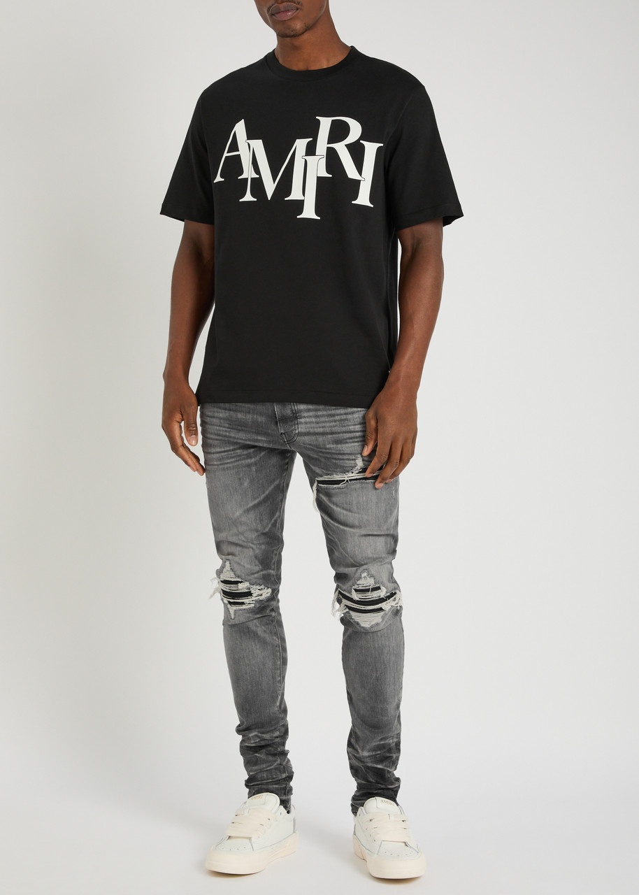 Amiri Staggered Logo Cotton T-shirt - 4