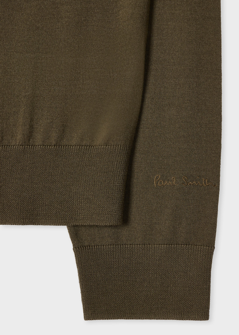 Paul Smith Khaki Merino Wool Half-Zip Sweater outlook