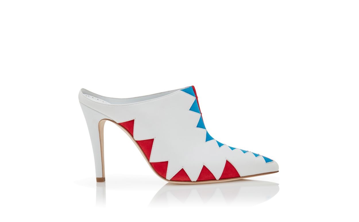 White Nappa Leather Zig Zag Mules - 1