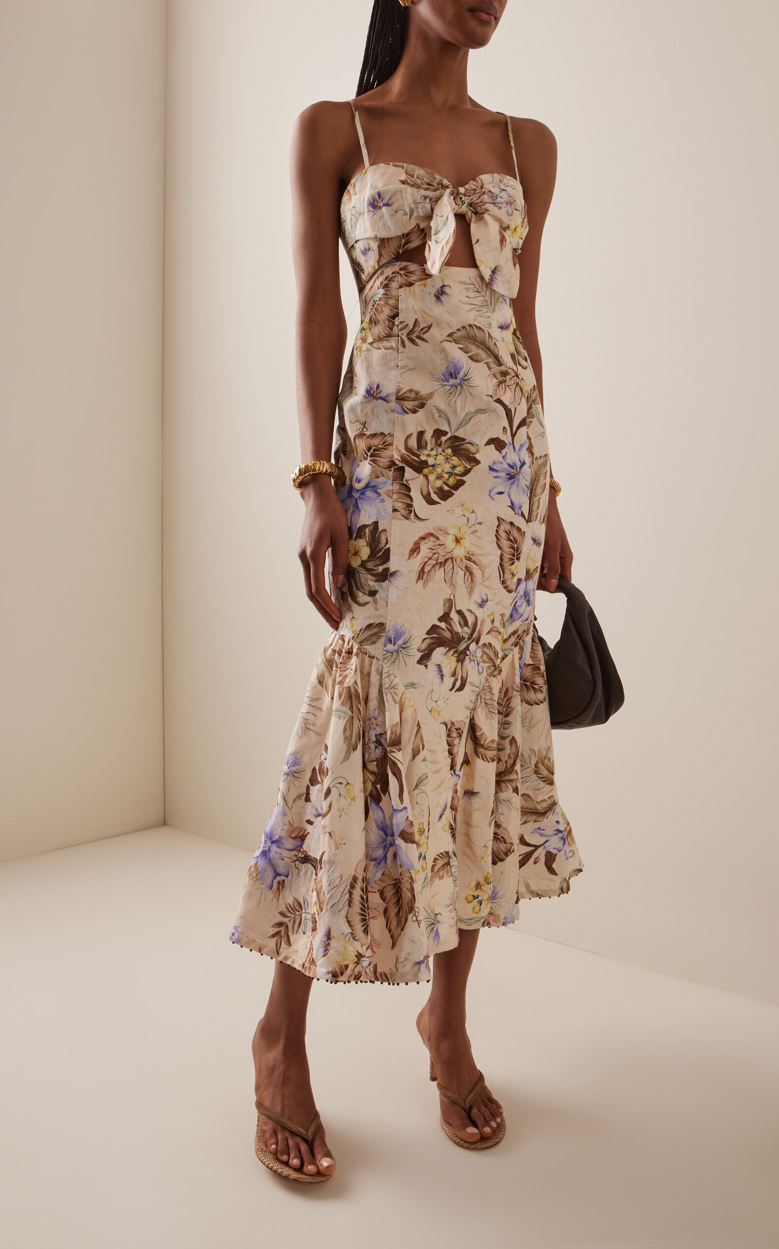 Coco Tie-Front Linen Midi Dress multi - 2