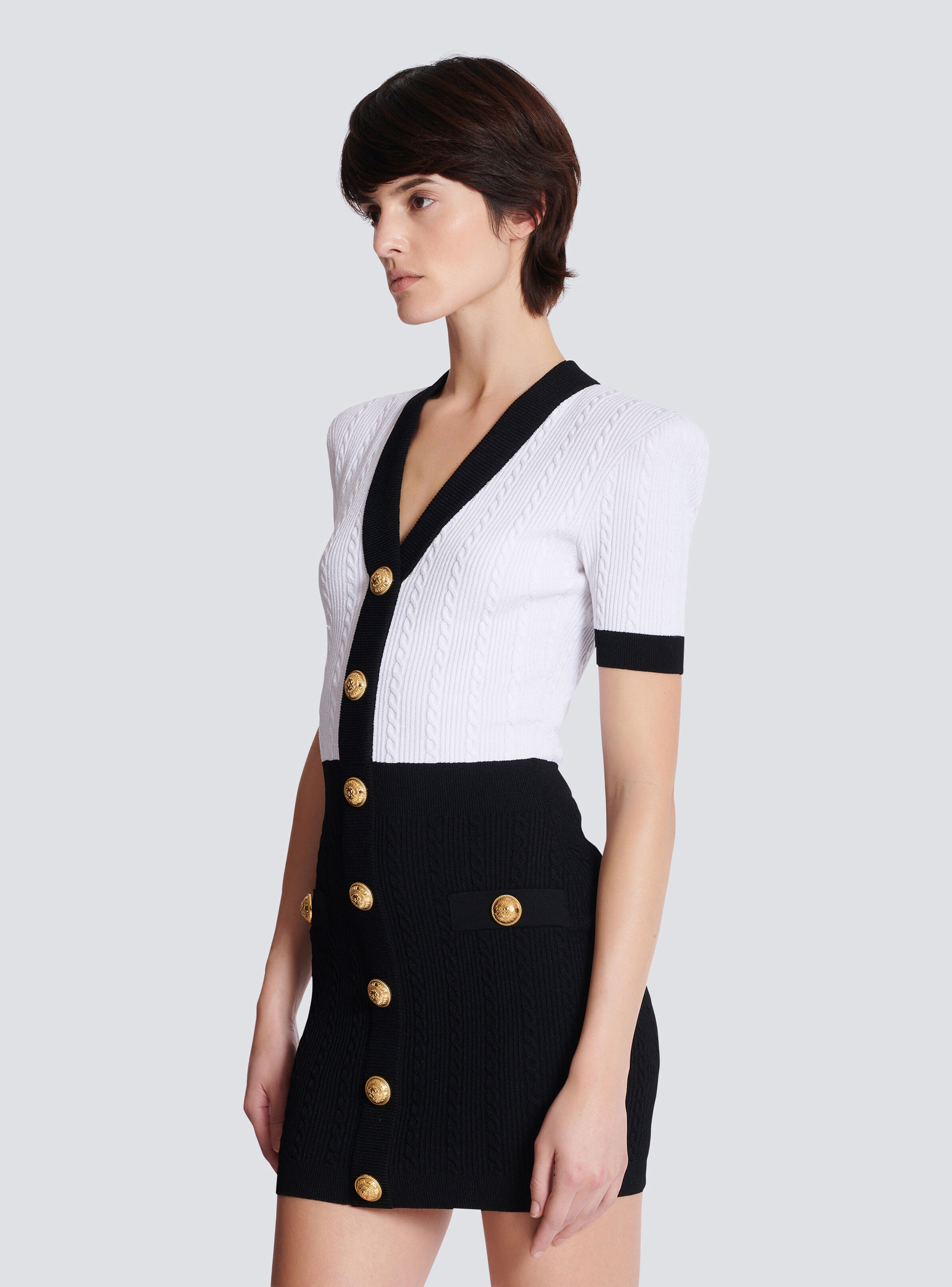 Two-tone cable-knit bodycon dress - 7