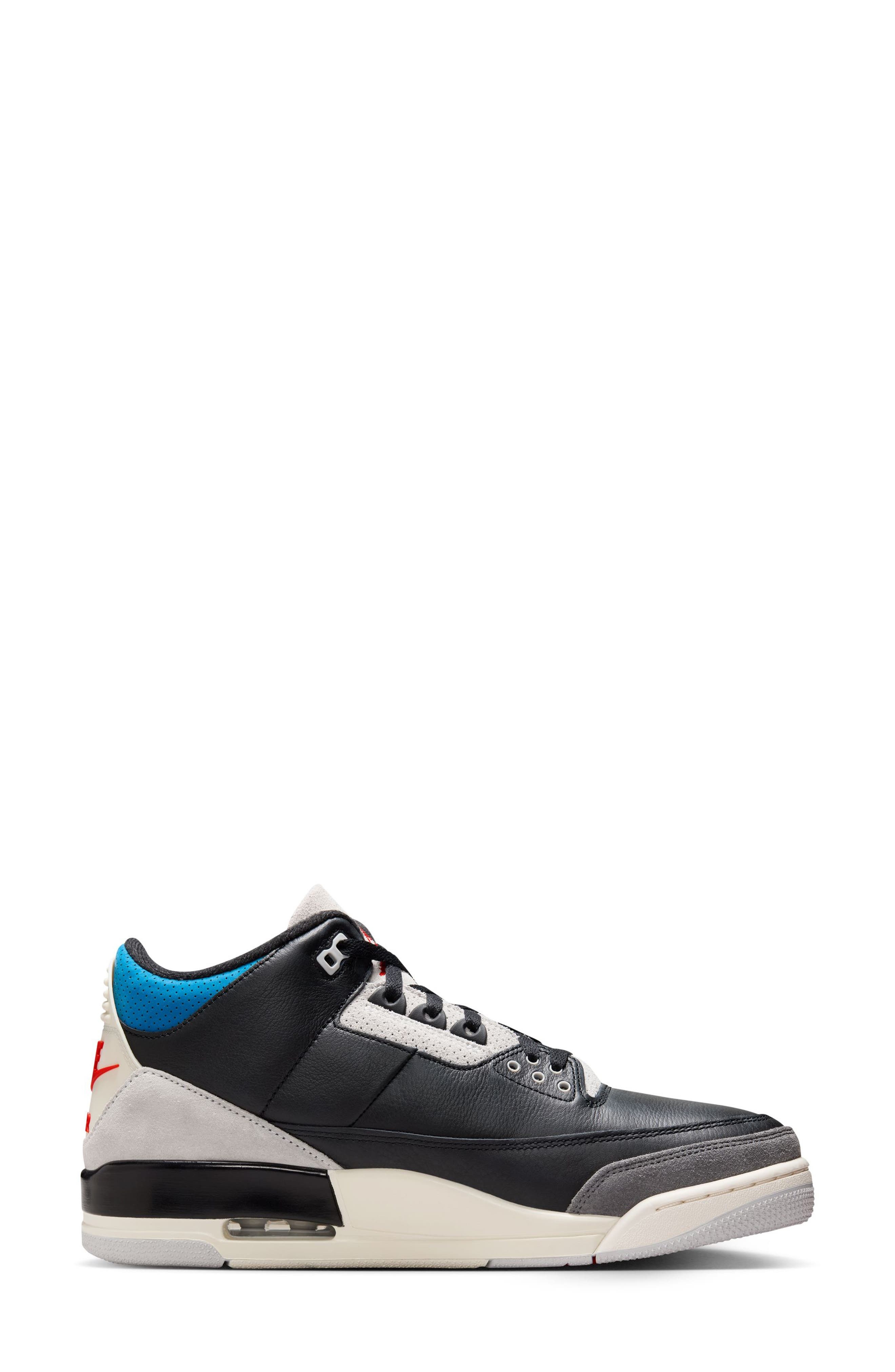 Air Jordan 3 Retro Basketball Sneaker in Black/Chile Red/Neutral Grey at Nordstrom - 7