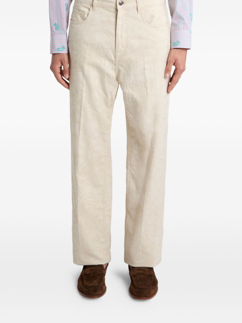 Etro pressed-creases leafy jeans outlook