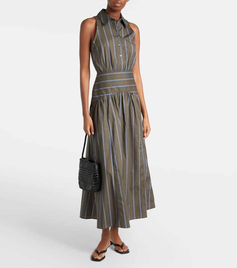 STAUD Romy striped cotton midi dress outlook