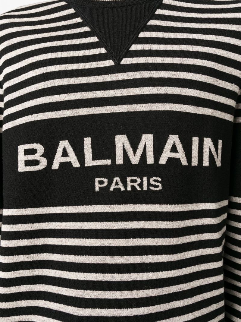 striped intarsia logo jumper - 5