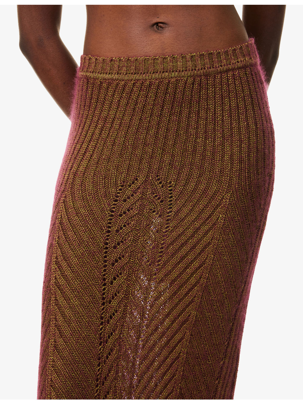Mary Ribbed Stretch-Silk Blend Midi Skirt - 5