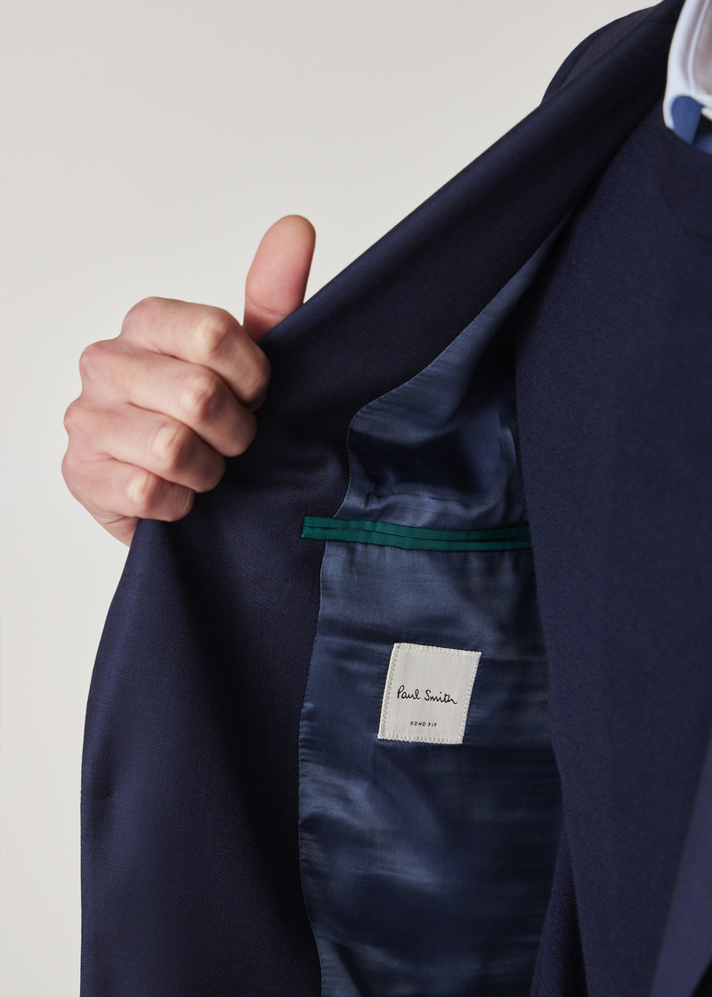Tailored-Fit Navy Sharkskin Suit 10