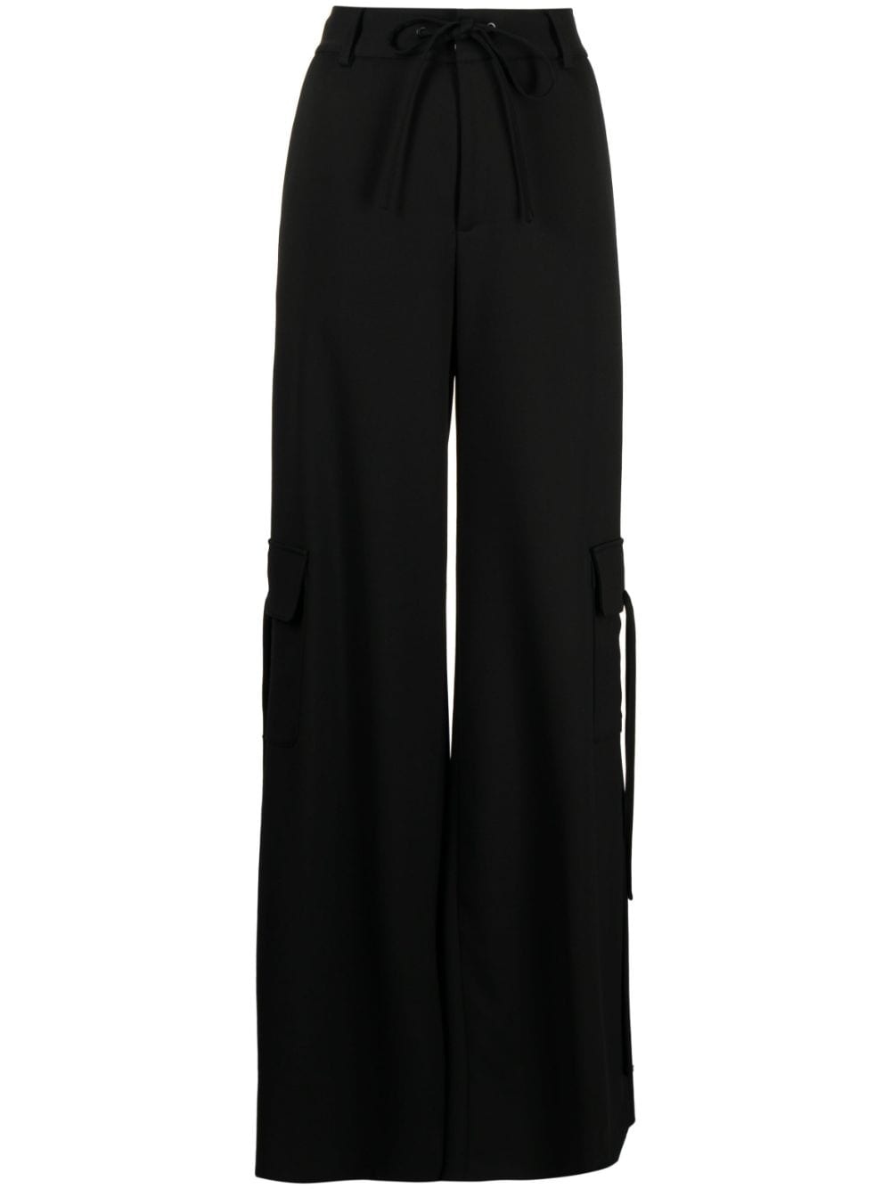 high-waist side-slit cargo trousers - 1