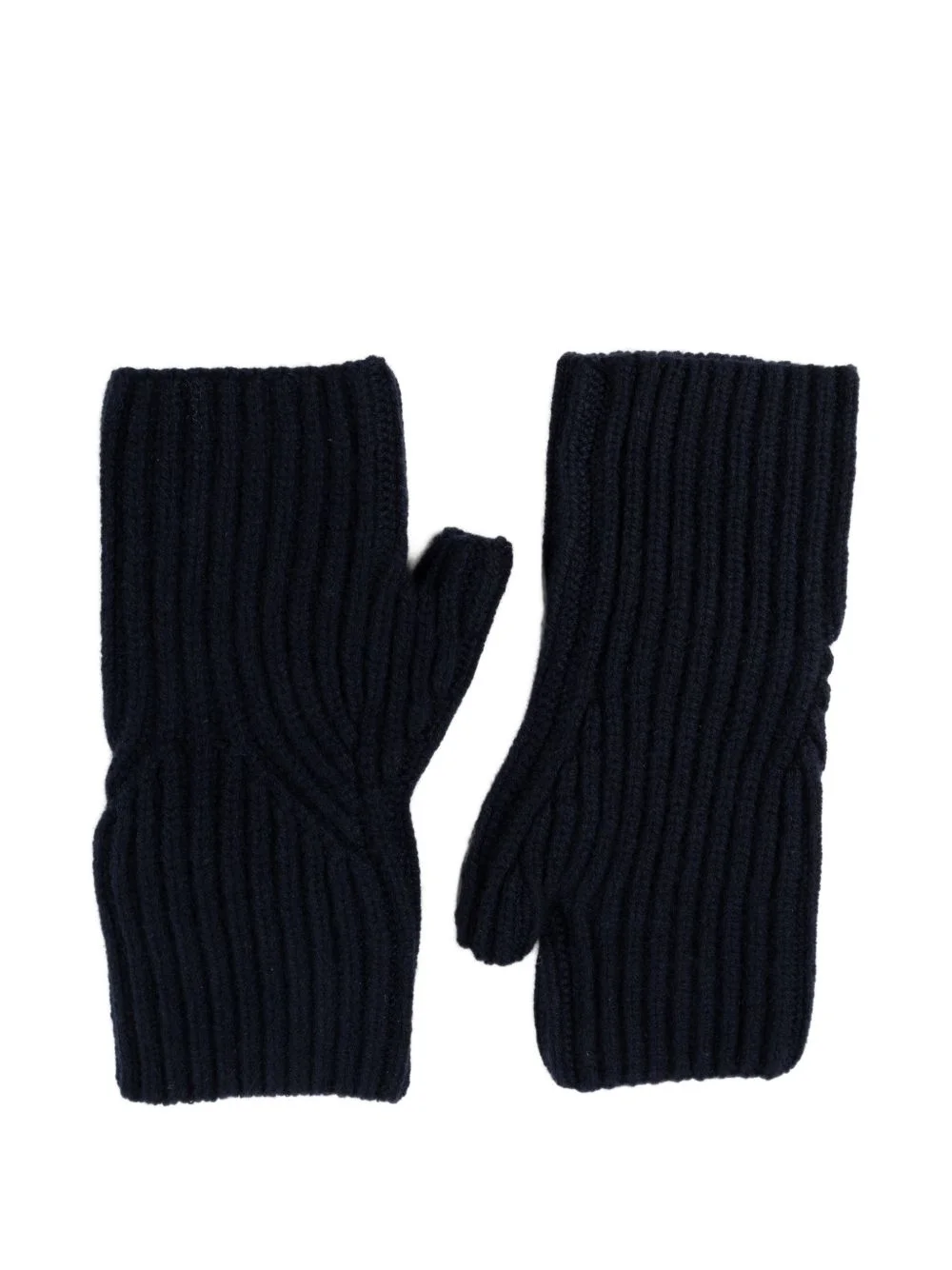 ribbed-knit fingerless gloves - 1
