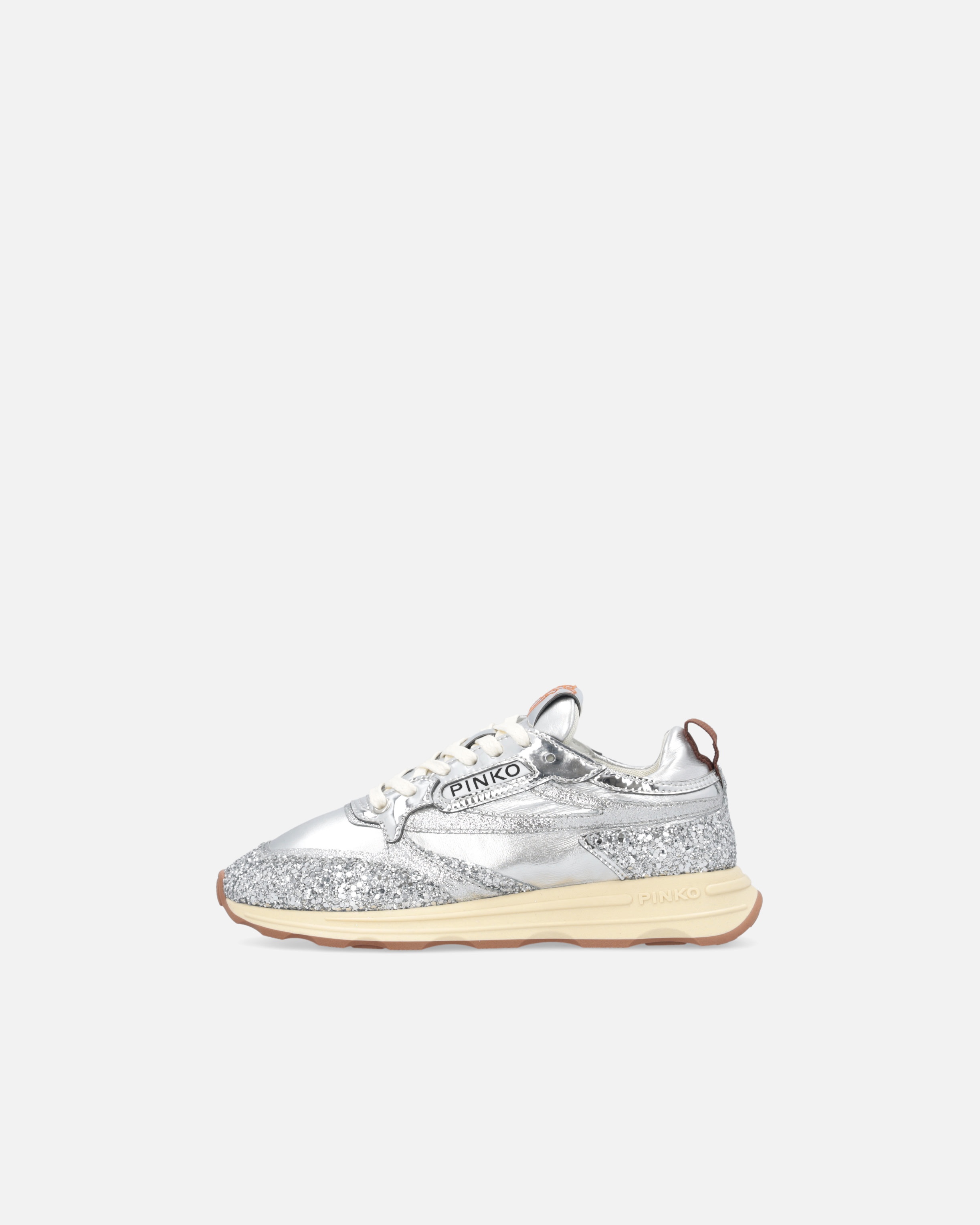 SILVER GLITTERY LAMINATED SNEAKERS - 5