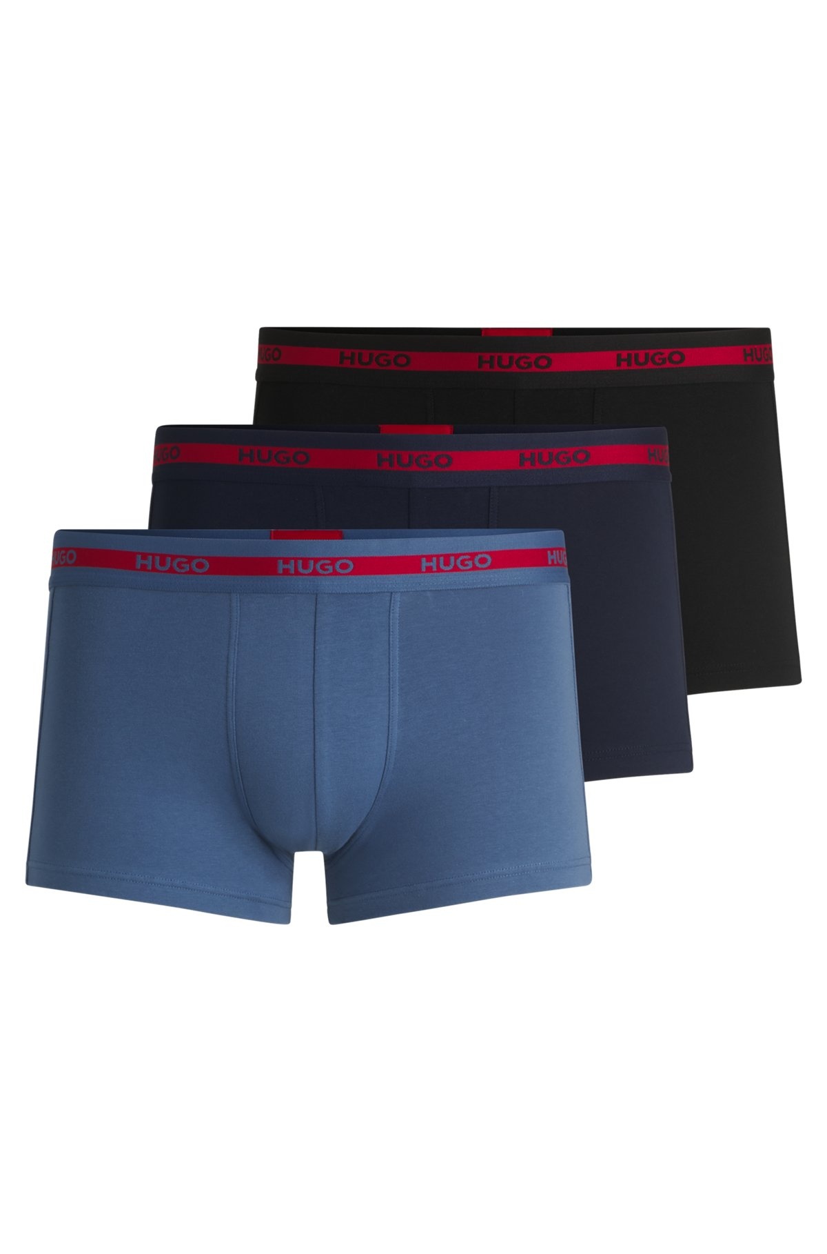 THREE-PACK OF LOGO-WAISTBAND TRUNKS IN STRETCH COTTON - 1