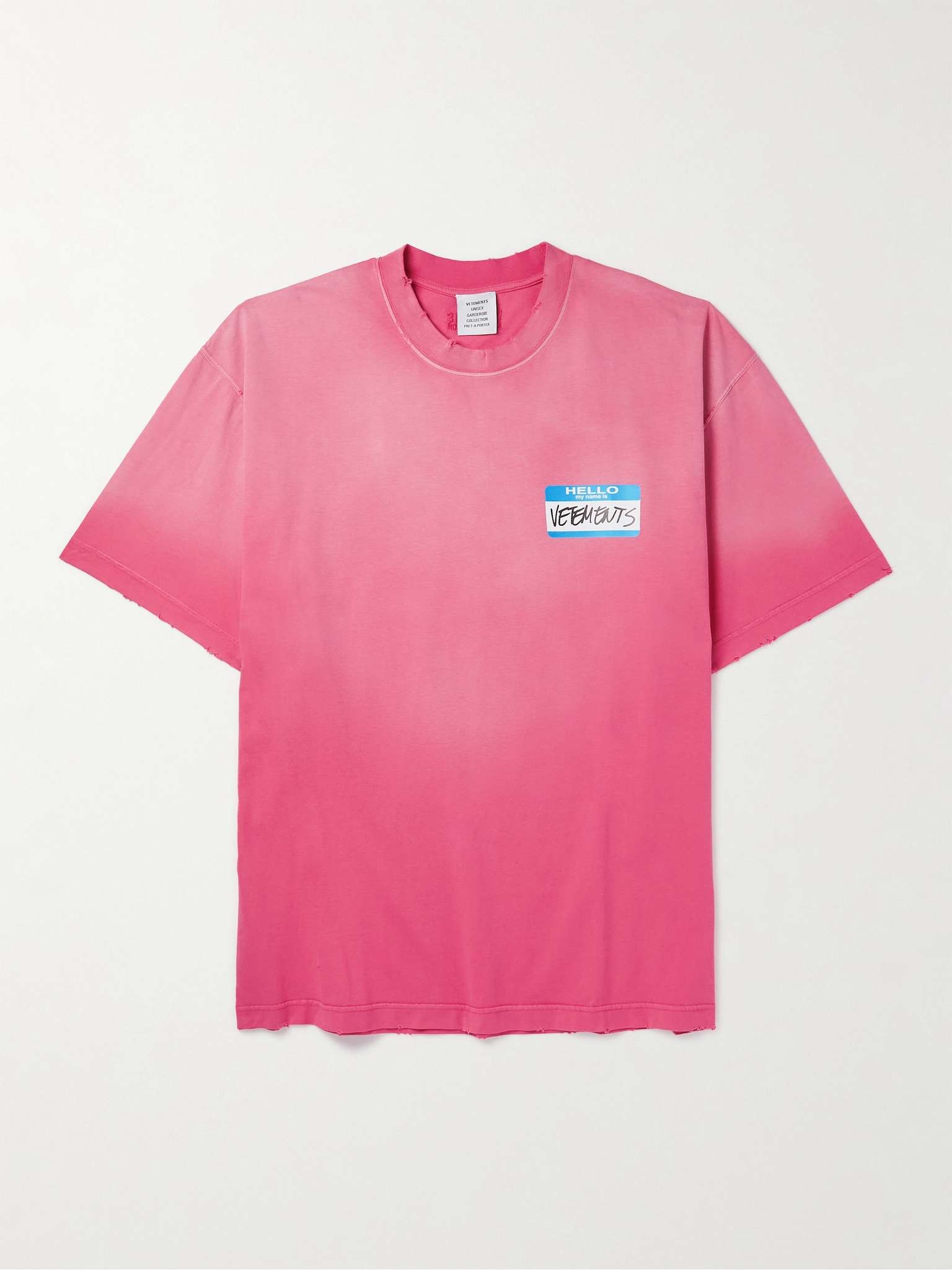Oversized Distressed Logo-Print Cotton-Jersey T-shirt - 1