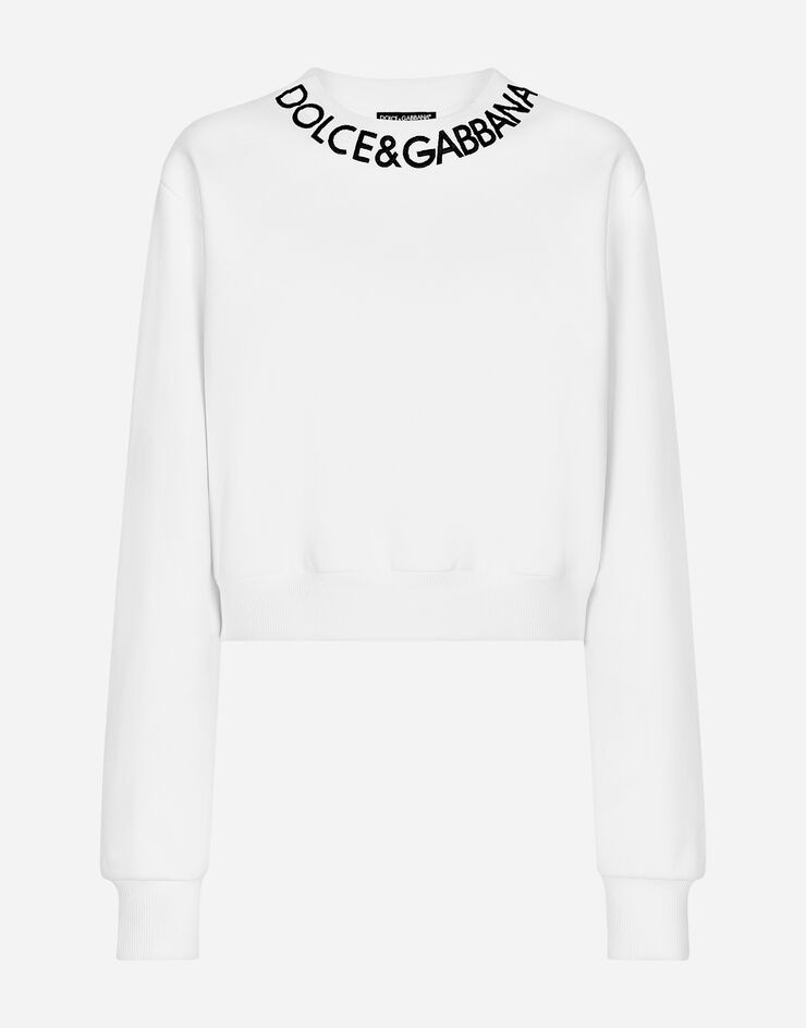 Cropped jersey sweatshirt with logo embroidery on neck - 1