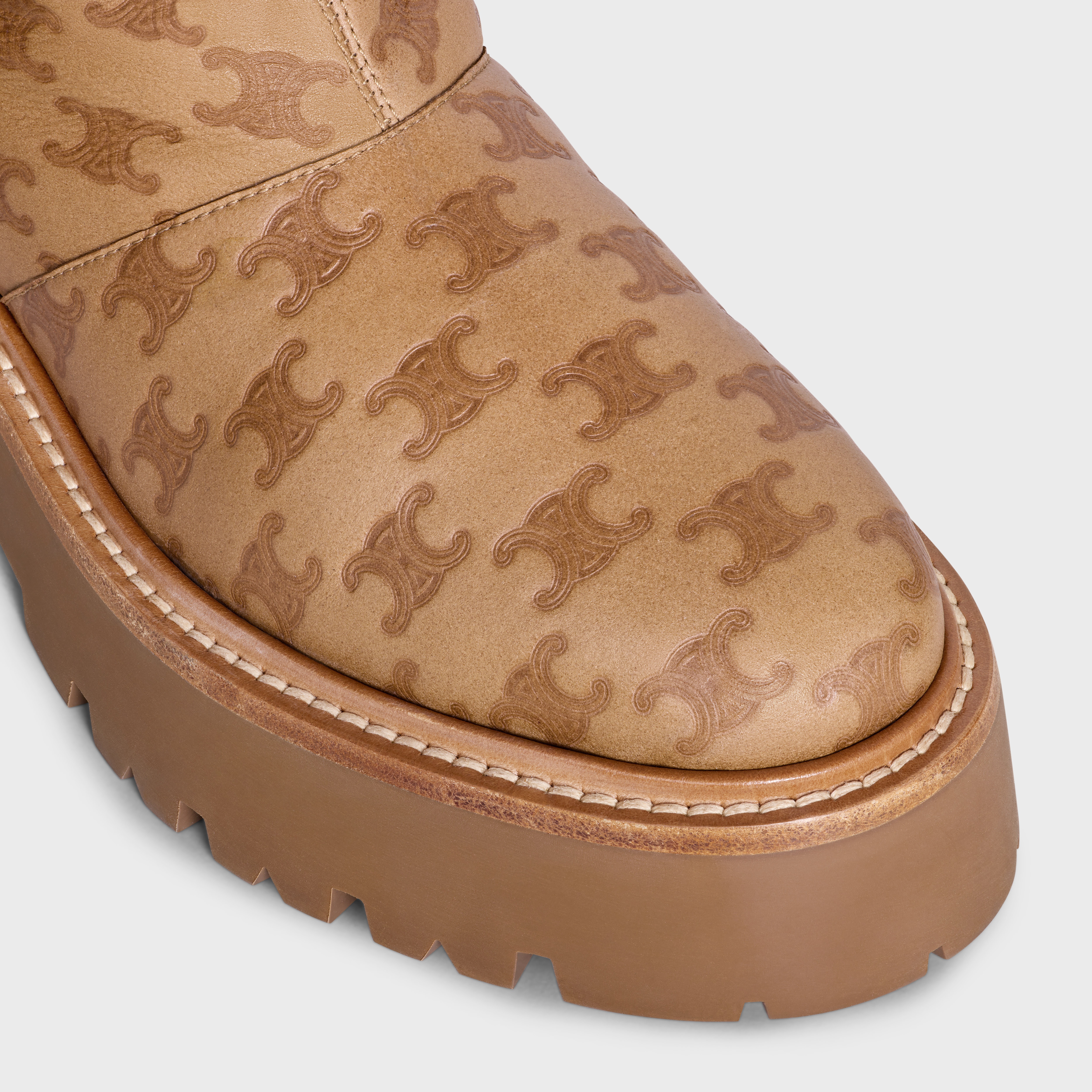 CELINE BULKY CROPPED TRIOMPHE BOOT in SUEDE STAMPED CALFSKIN AND SHEARLING - 4