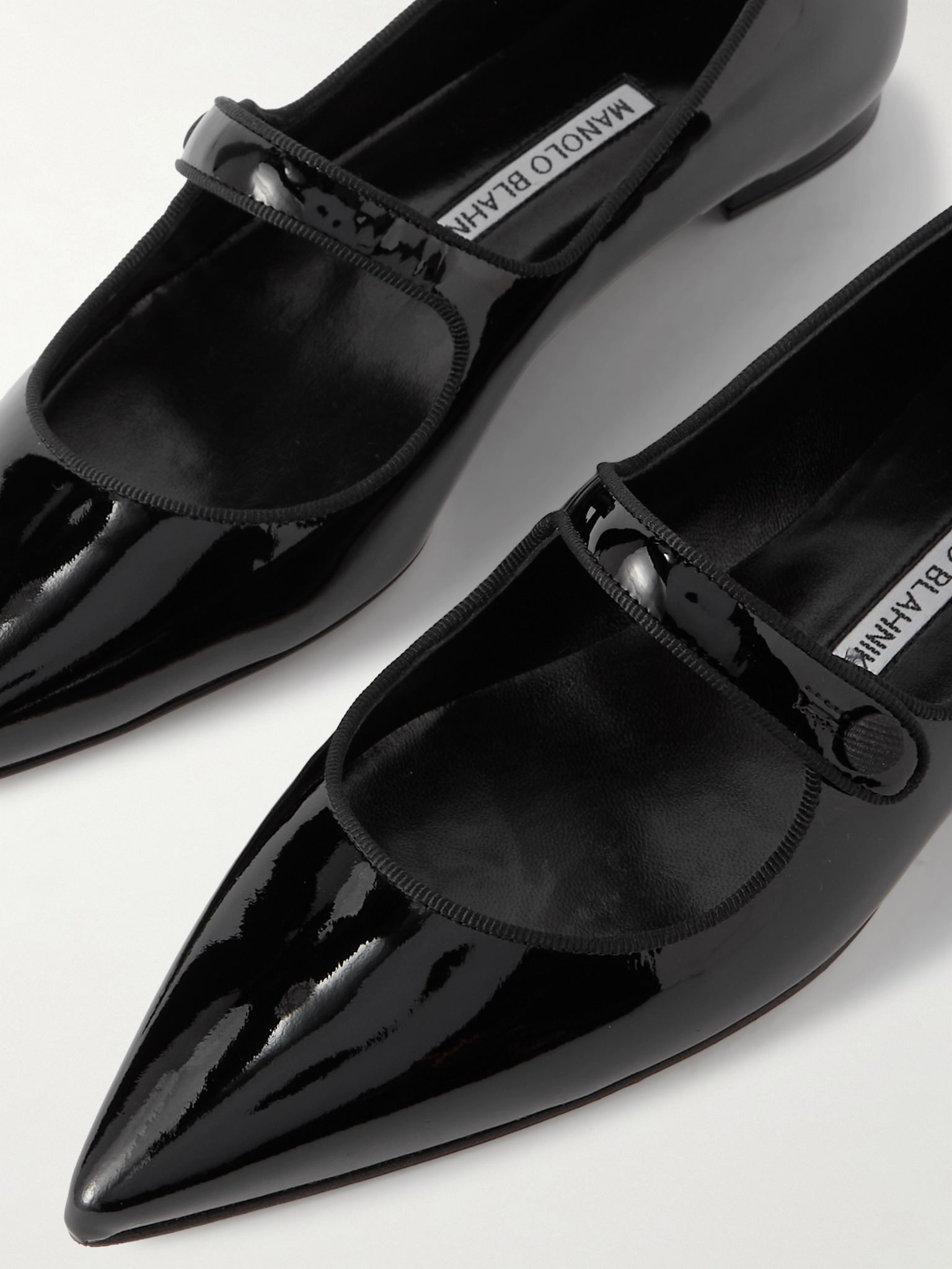 Campari grosgrain-trimmed patent-leather ballet flats Black - 4