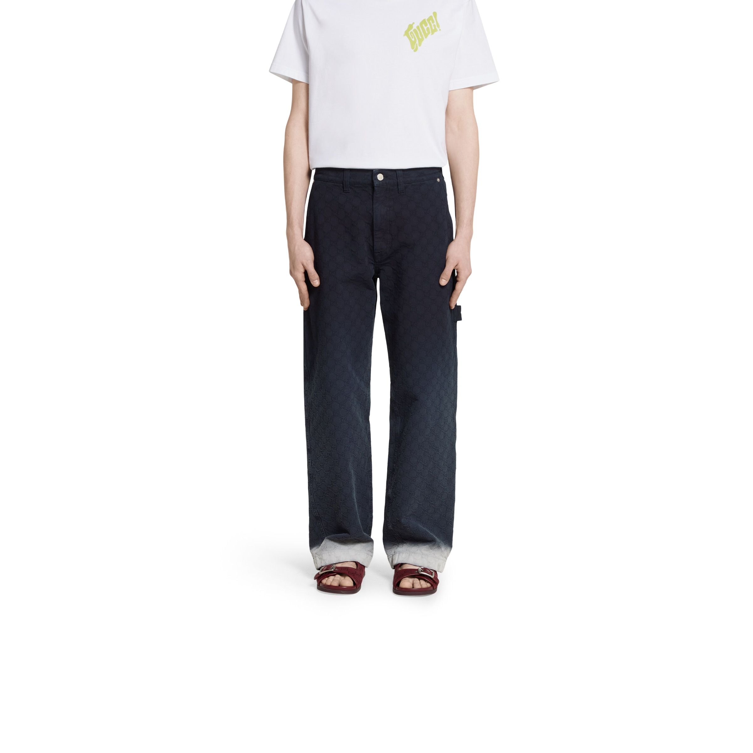 Bleached GG cotton denim jacquard pant - 3