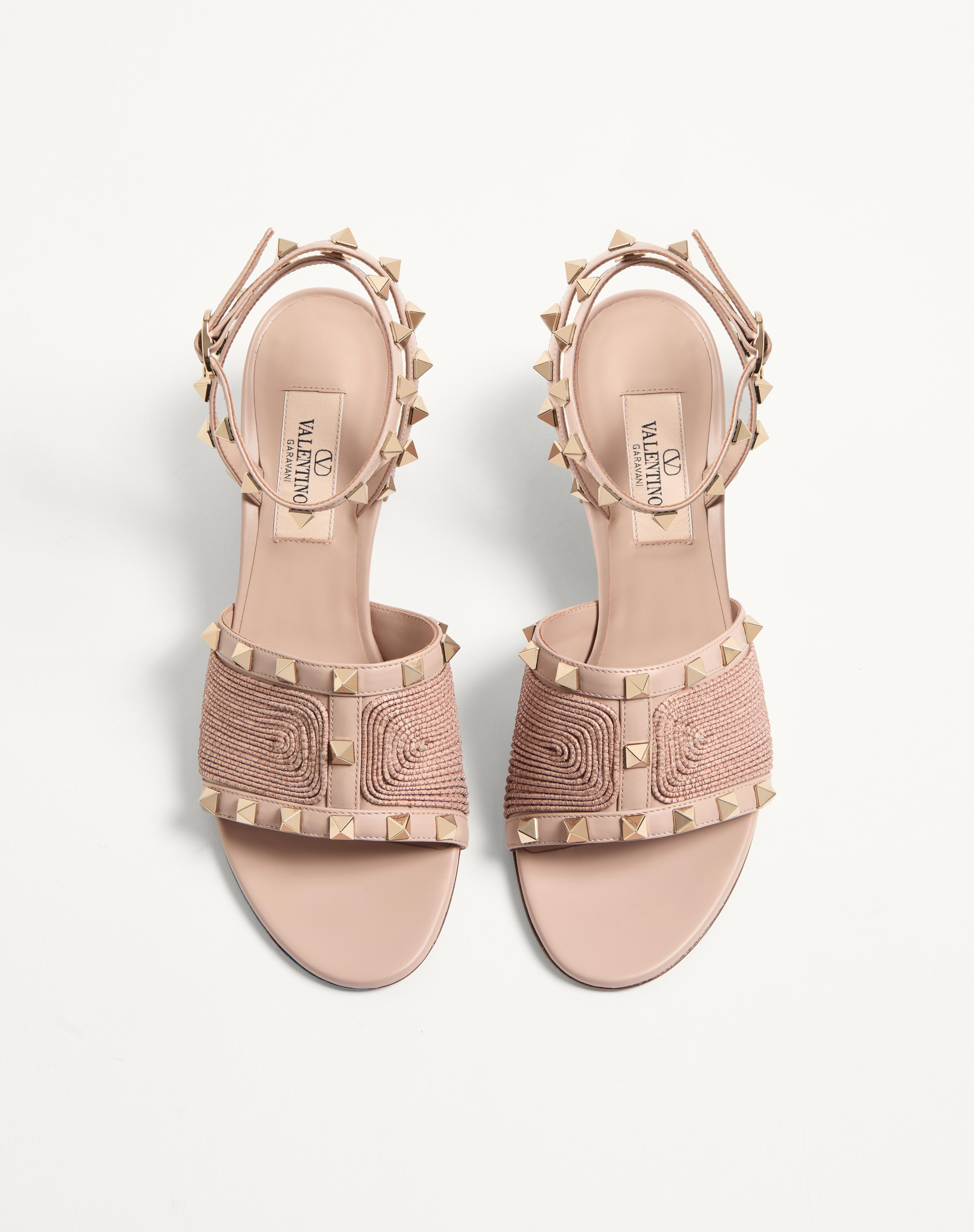 ROCKSTUD CALFSKIN SANDAL WITH CORNELY EMBROIDERY 60MM - 4