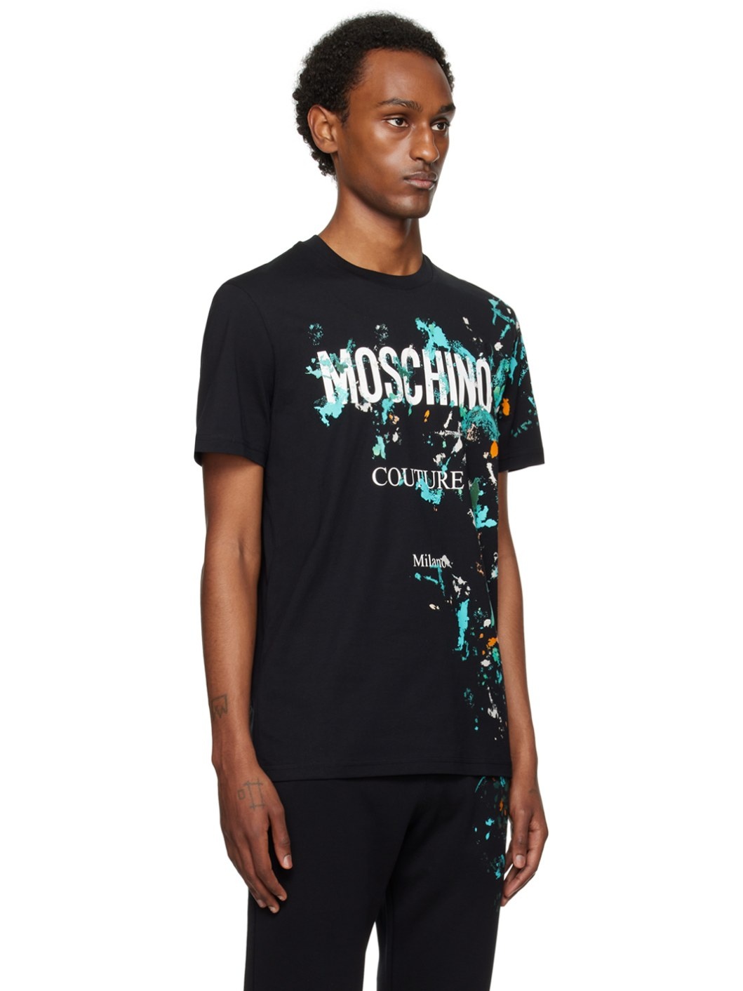 Black Painted Effect T-Shirt - 2