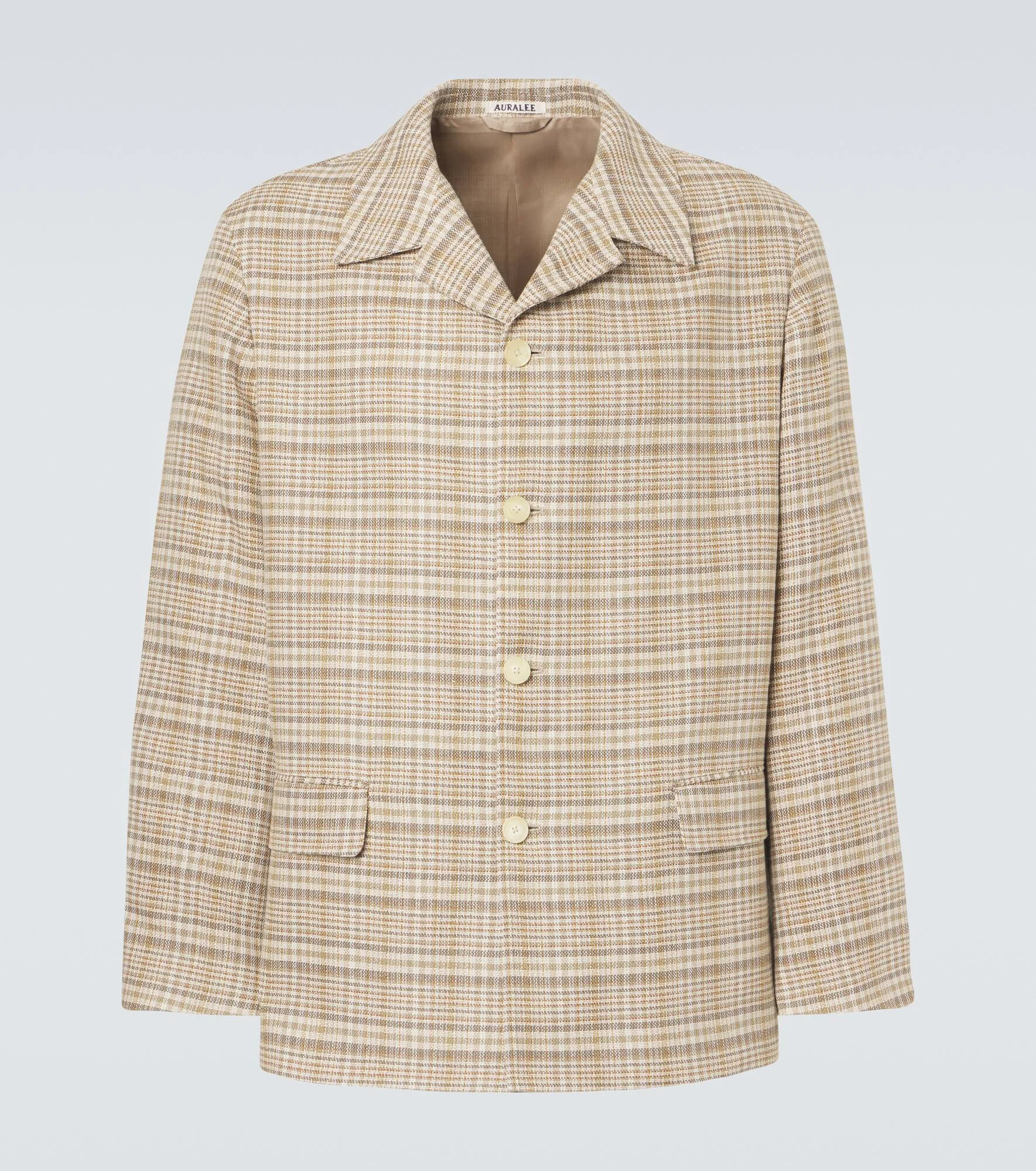Checked silk and linen tweed jacket - 1
