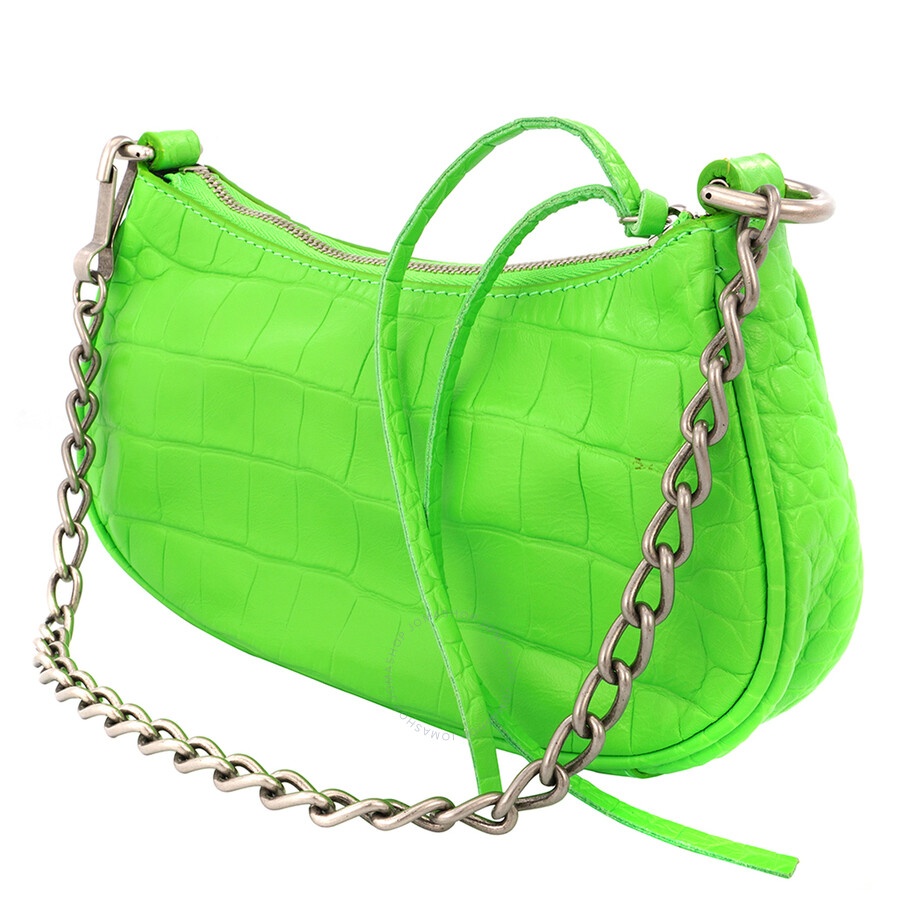 Balenciaga Le Cagole Mini Leather Purse In Acid Green - 3