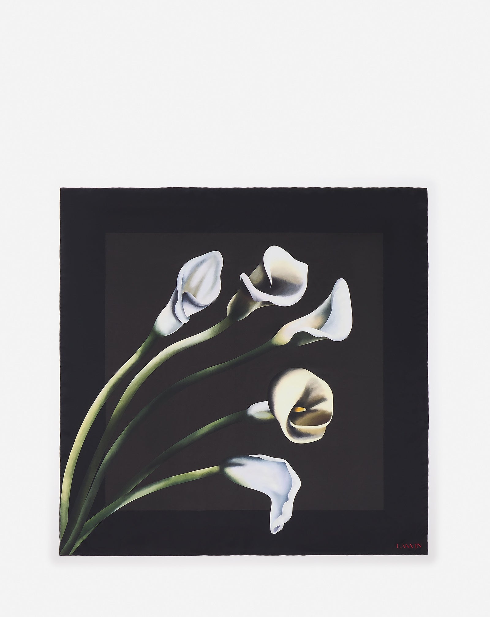 SQUARE FLORAL PRINT SILK SCARF - 1
