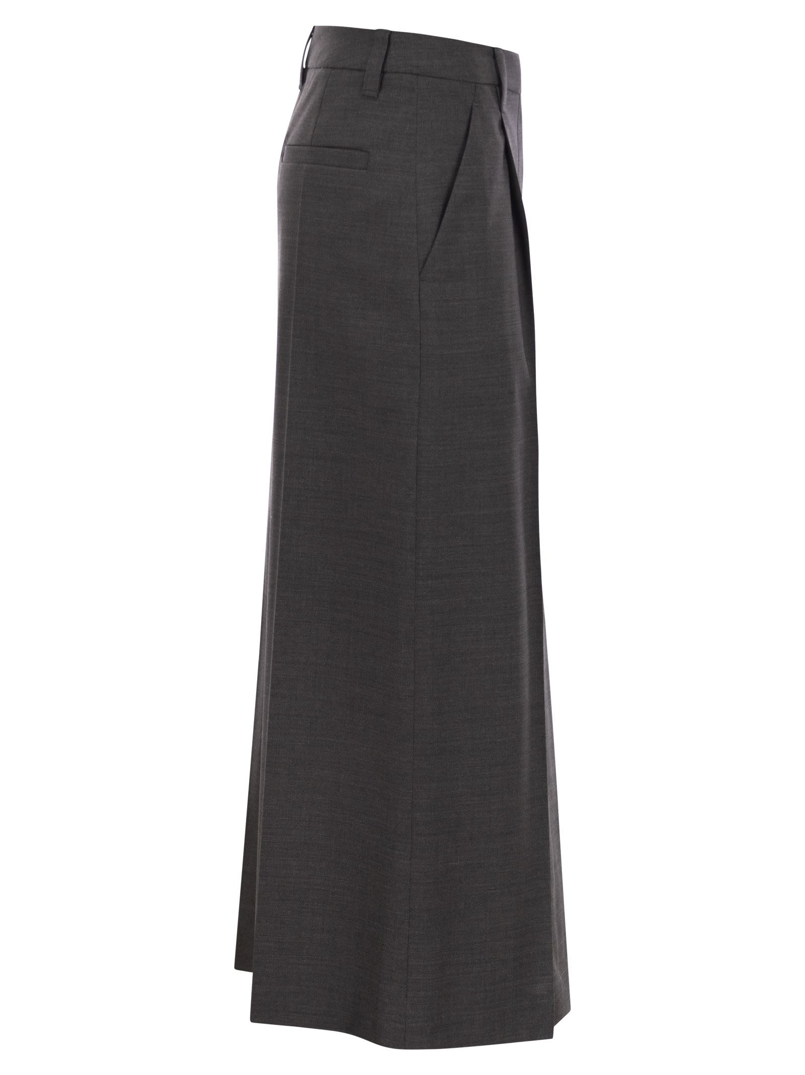 Brunello Cucinelli Women Sartorial Long Skirt In Virgin Wool Canvas - 3