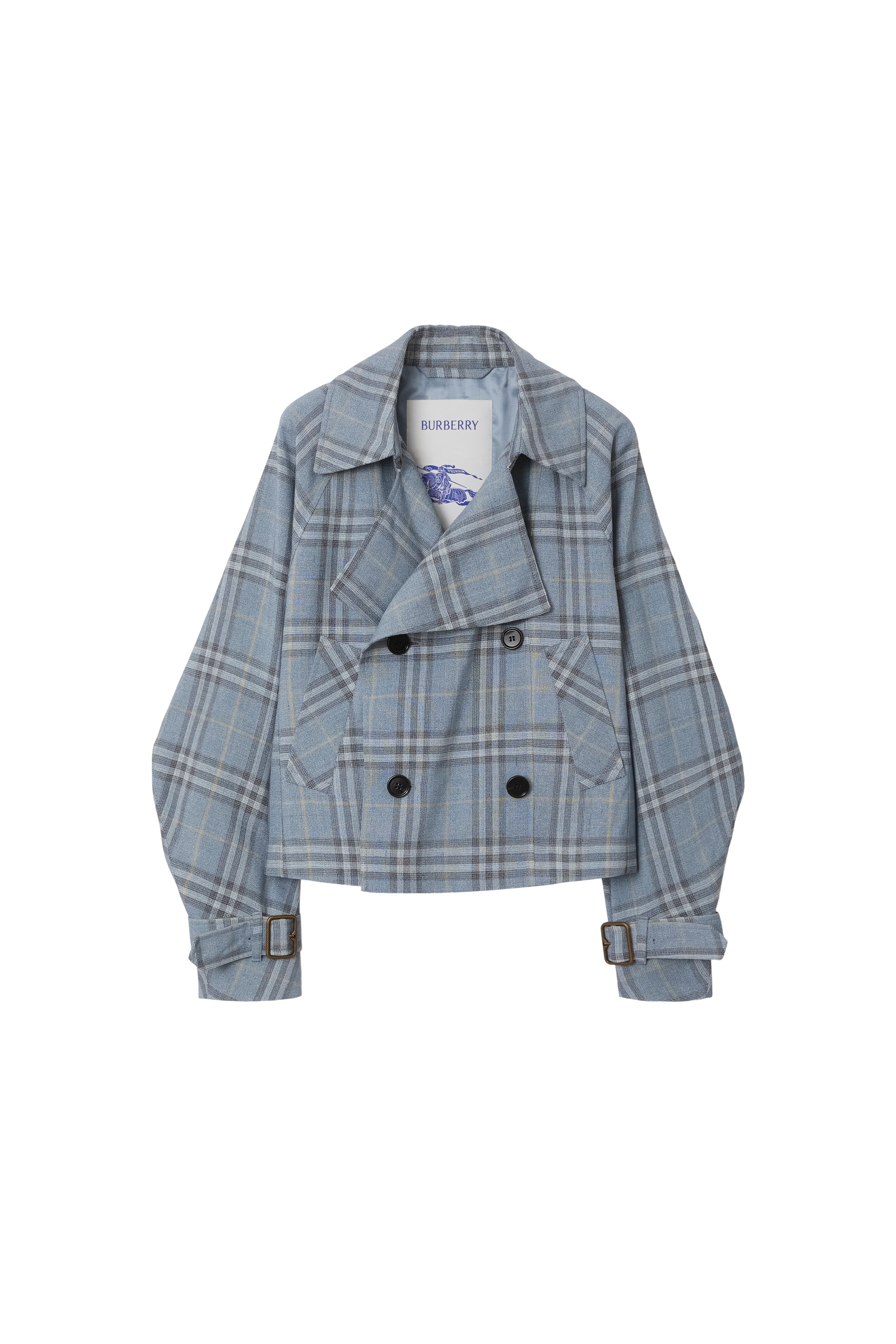 burberry Check Silk Blend Trench Jacket in Gale at Nordstrom - 2