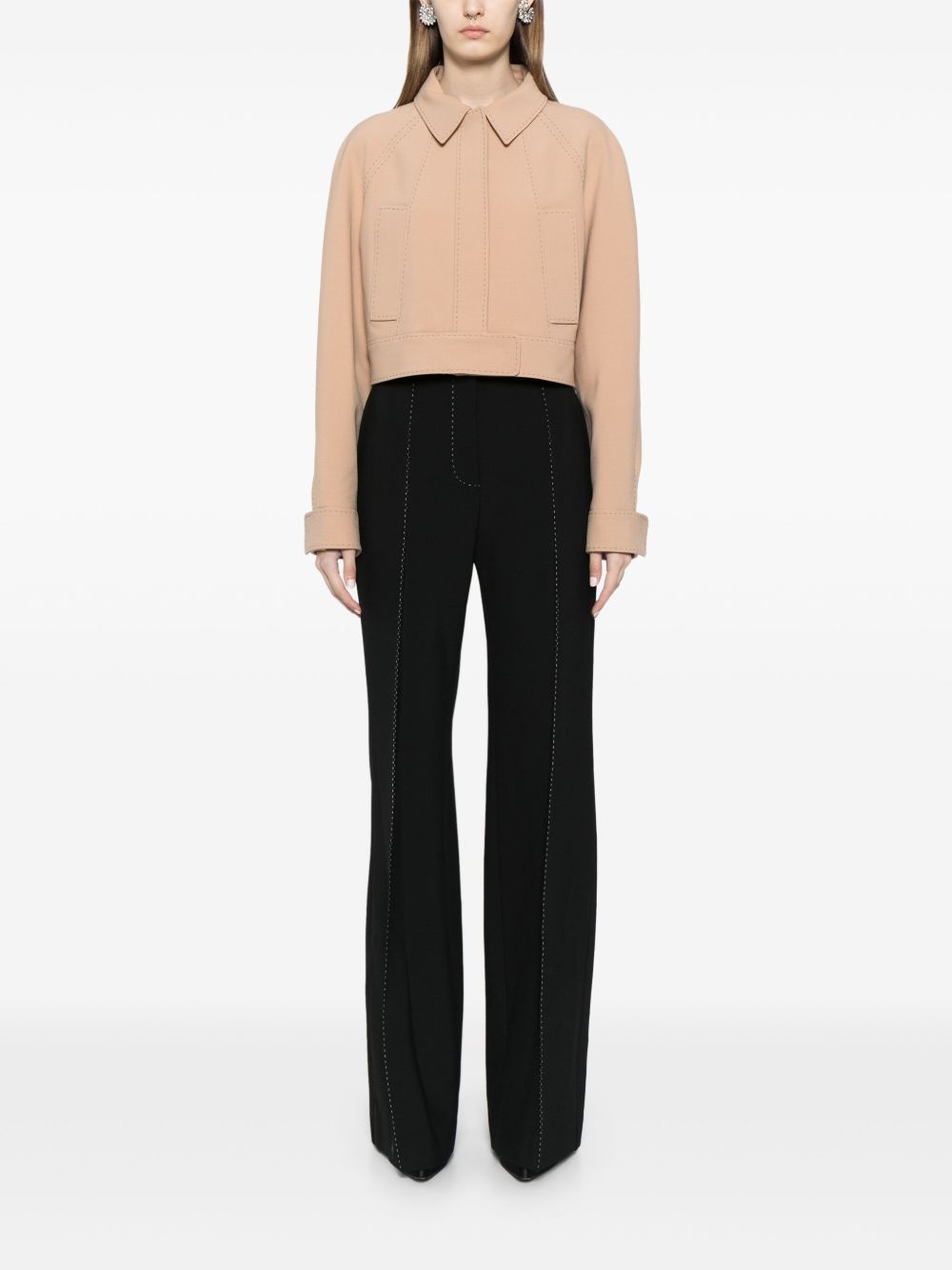 topstitch cropped jacket - 2