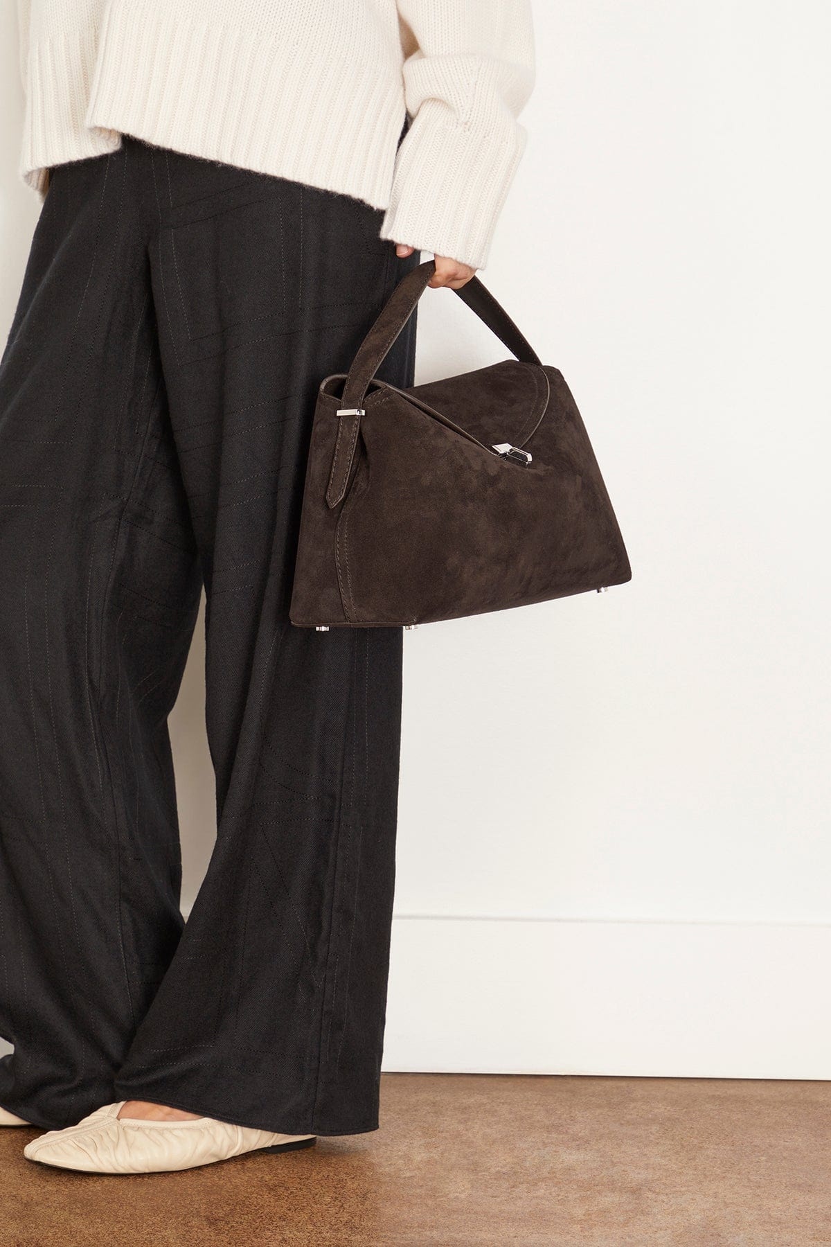 T-Lock Suede Top Handle Bag in Espresso - 3