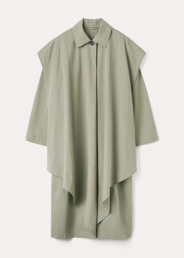 Layered cotton cupro trench wet sand - 7