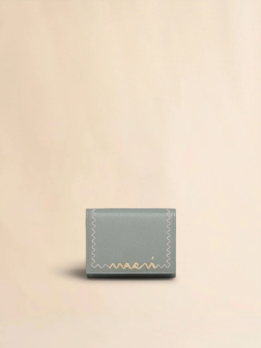 GREY LEATHER TRIFOLD WALLET WITH MARNI SYMBOL LOGO - 1