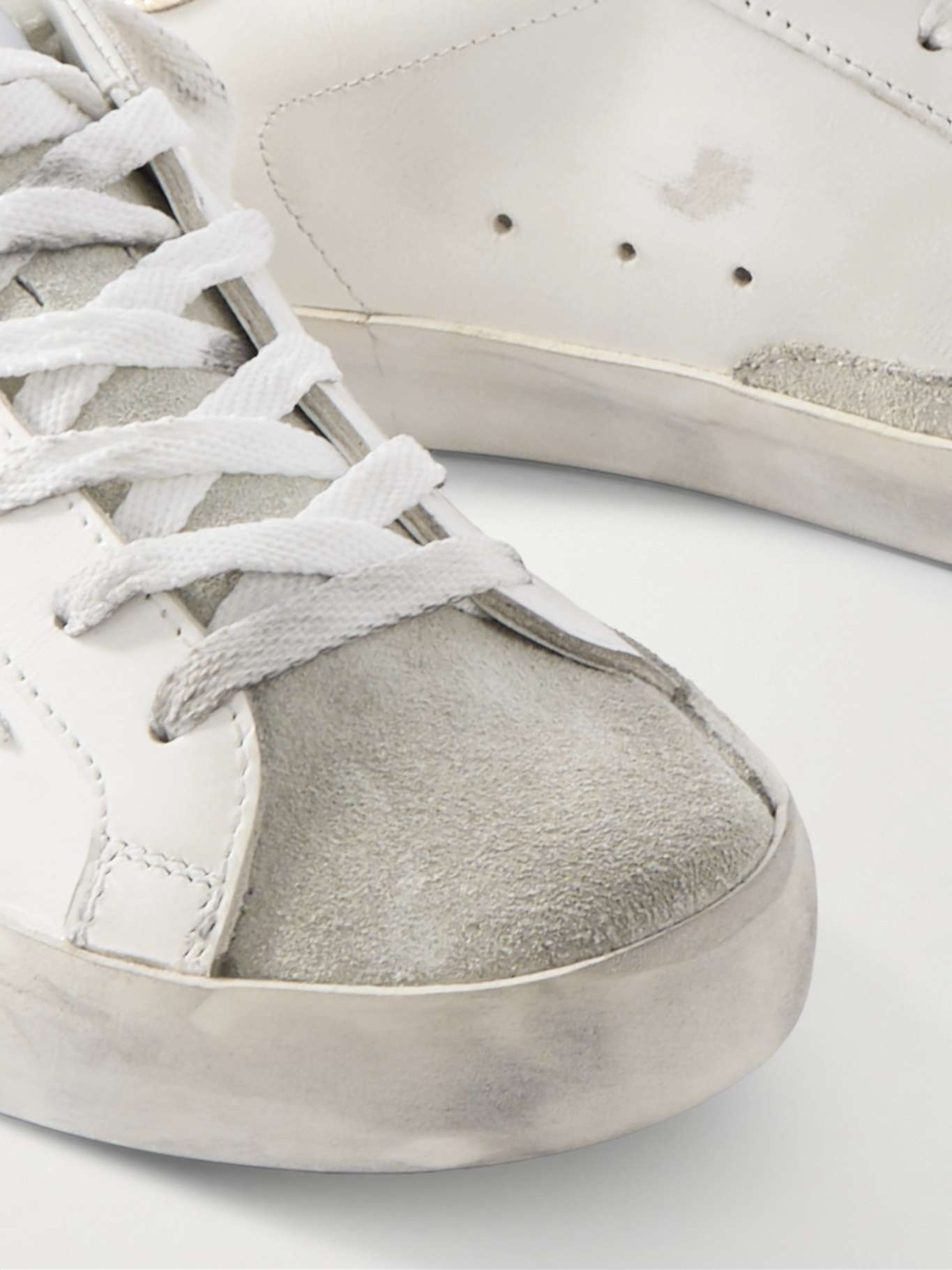 Super-Star embellished distressed suede and leather sneakers - 4