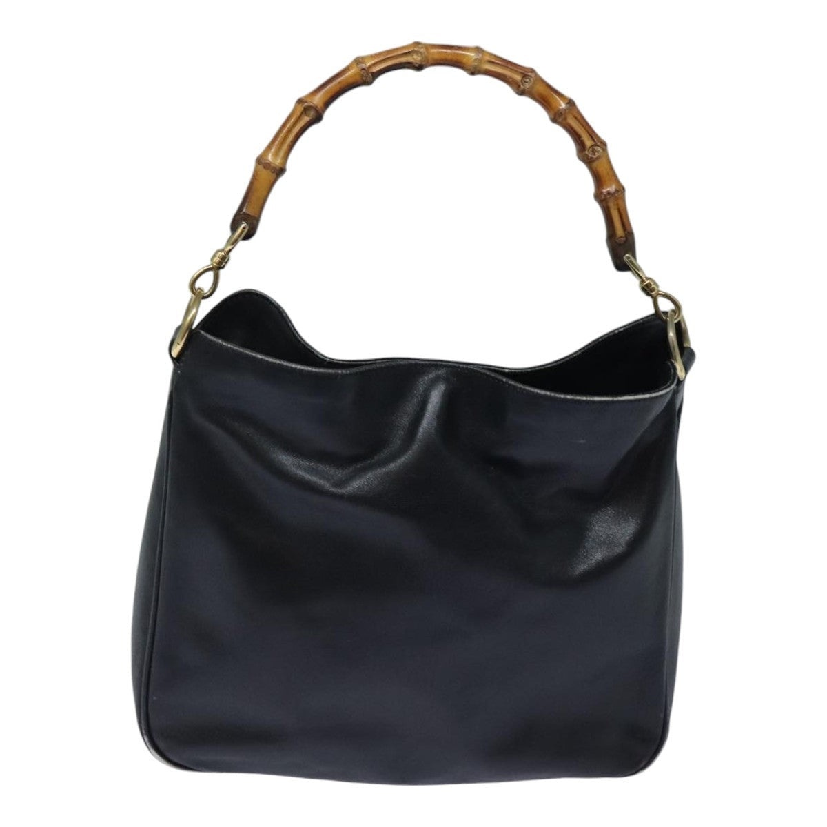 GUCCI Bamboo Hand Bag Leather Black Gold 001 1705 001 1705 - 13