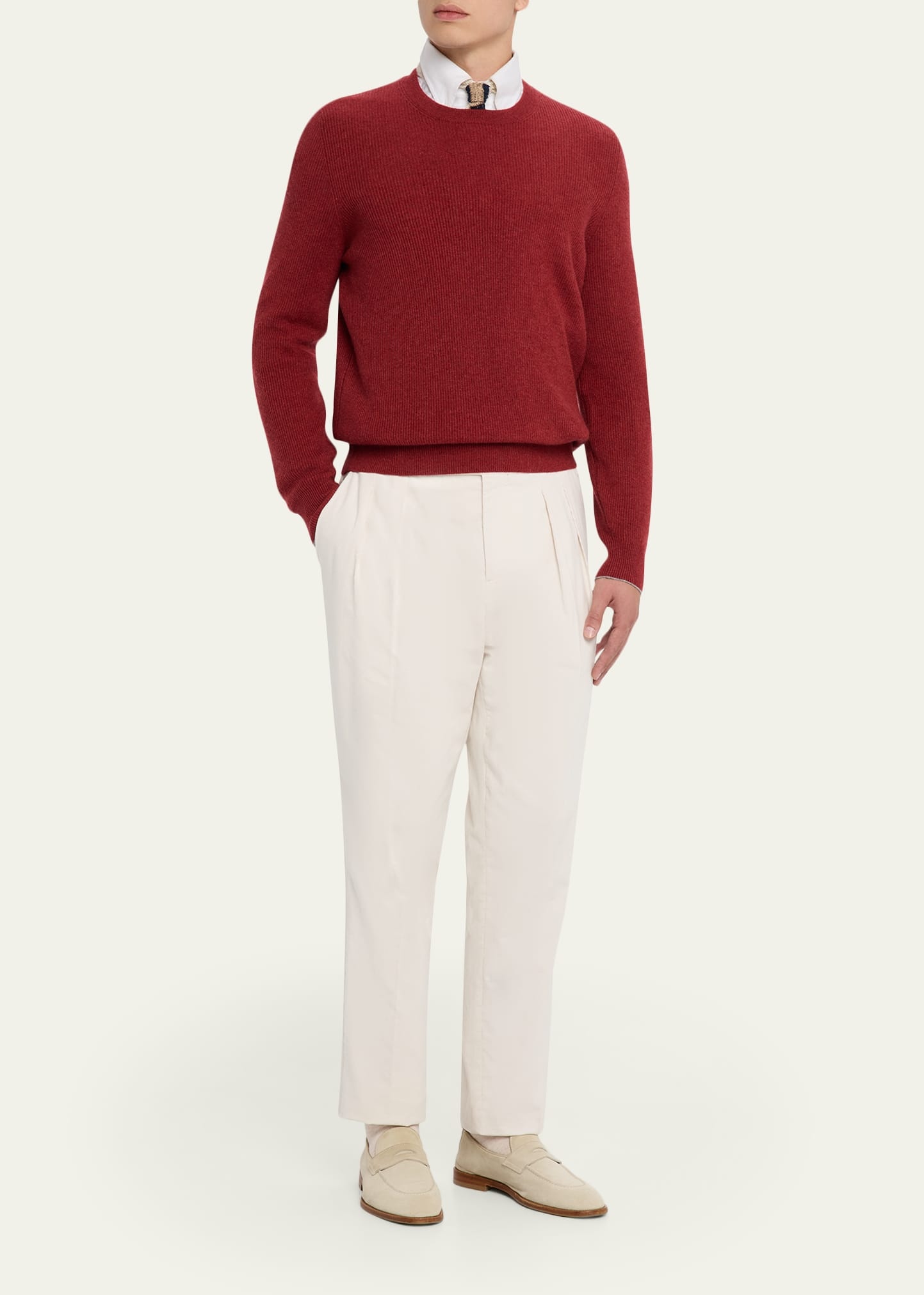 Men's Cashmere English Rib Crewneck Sweater - 2