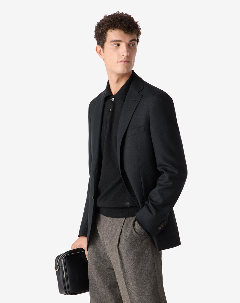CORNELIANI Black pure wool hopsack jacket outlook