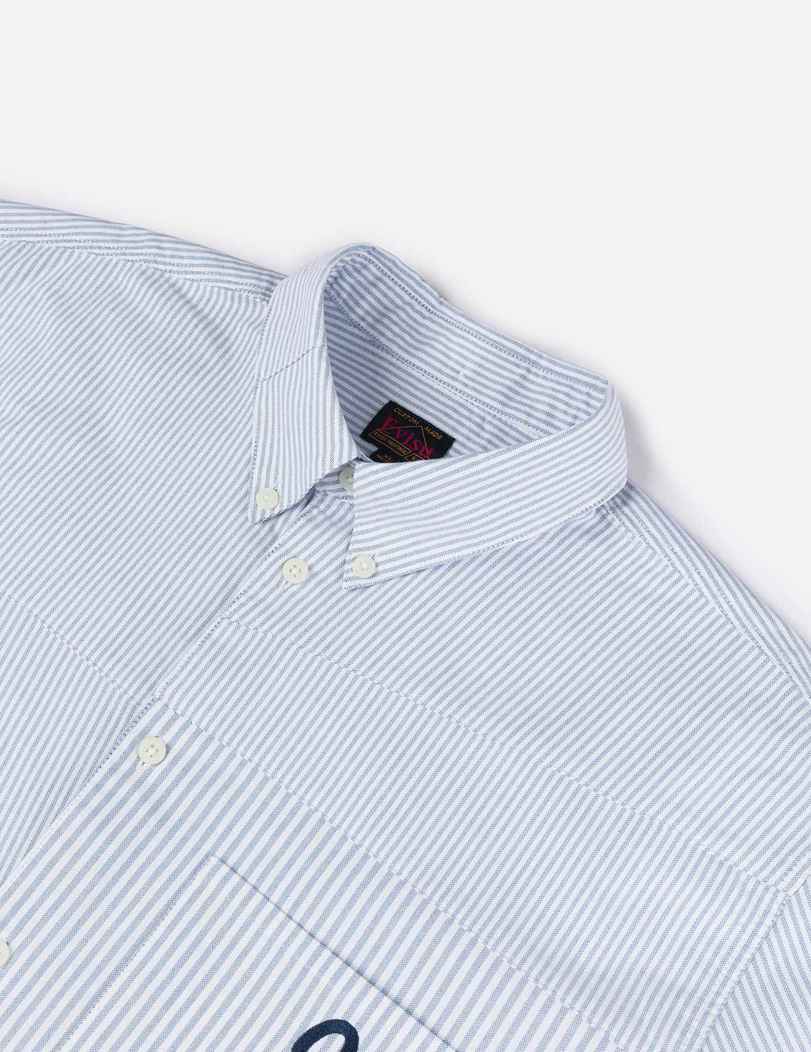 Deconstructed Seagull Embroidery Relax Fit Striped Shirt - 7