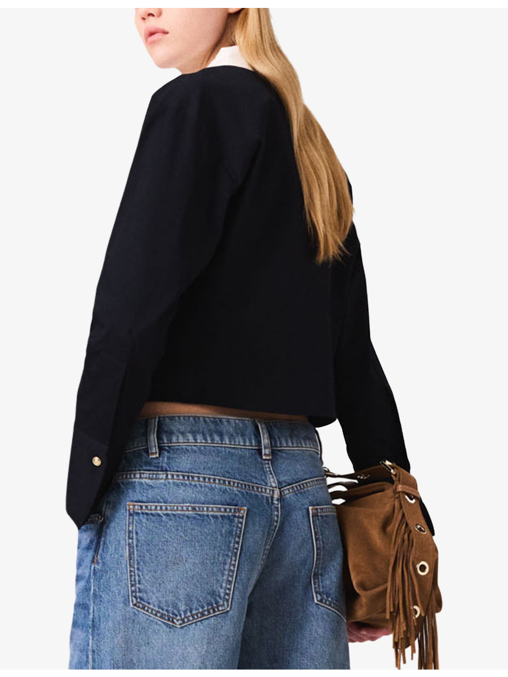Contrast-Collar Cropped Stretch-Cotton Poplin Shirt - 4