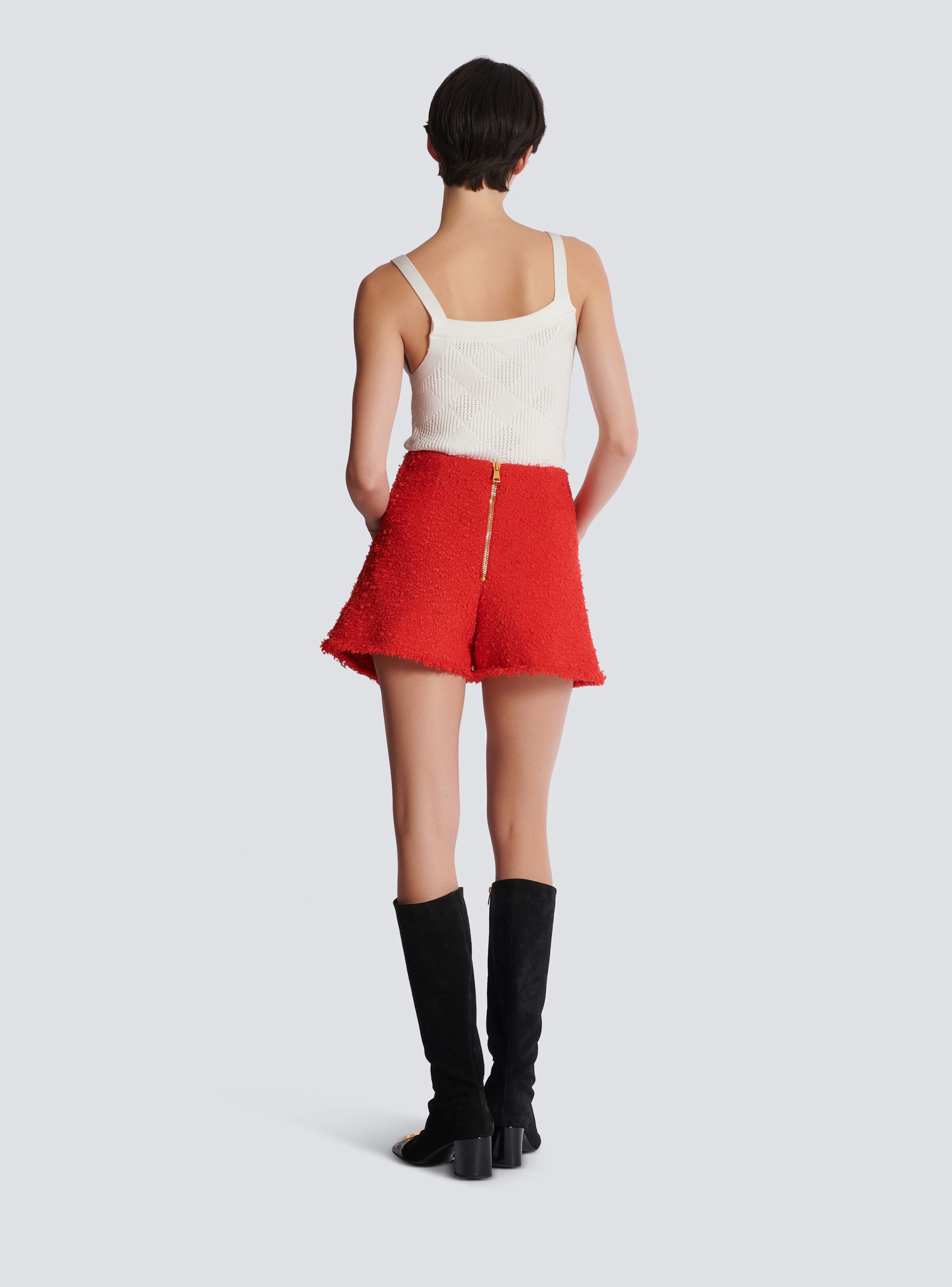 Belted tweed shorts with Snail buttons - 4