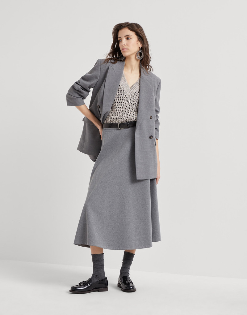 Stretch cotton couture interlock midi circle skirt 4