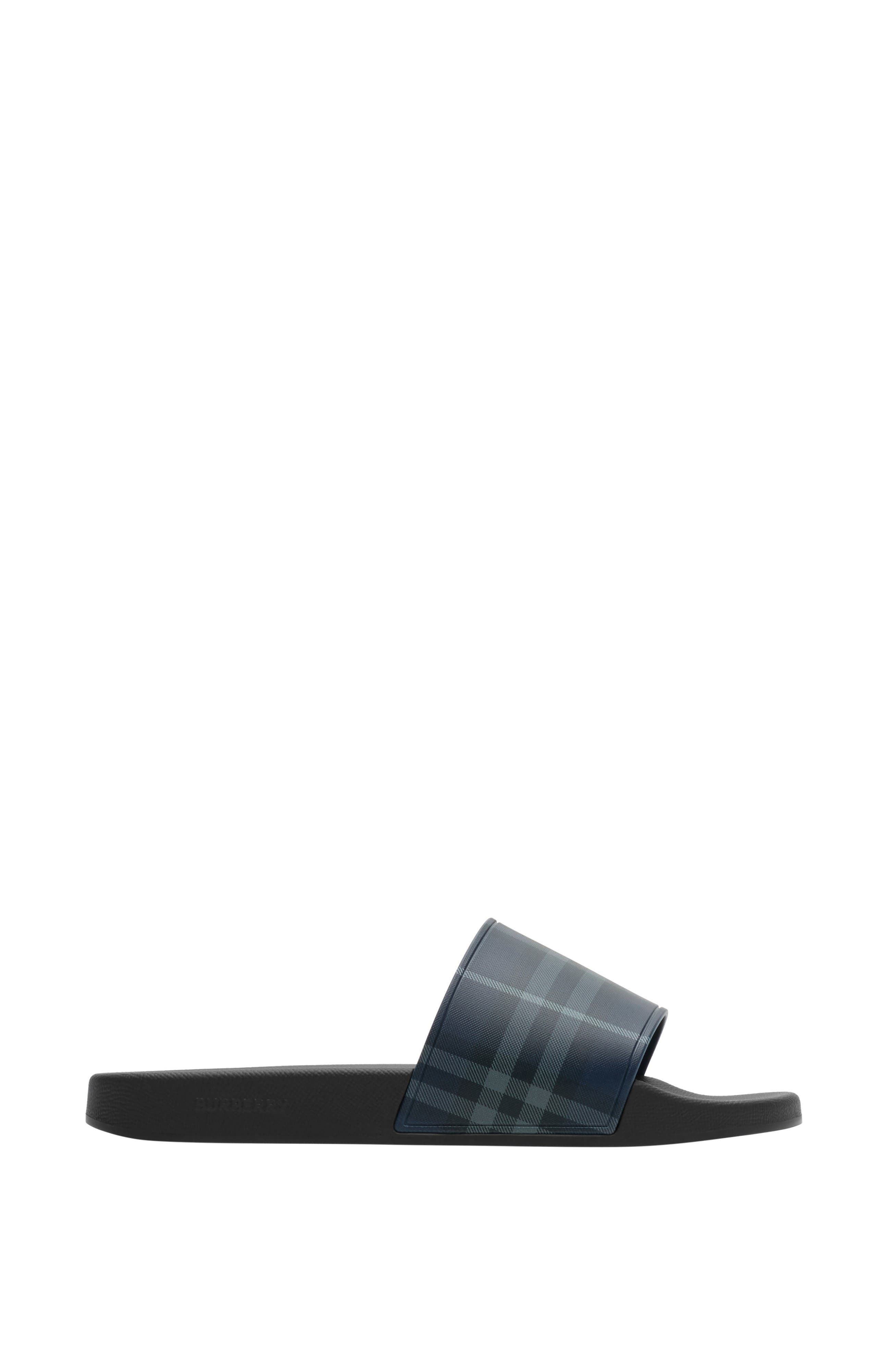 burberry Check Slides in Storm Blue at Nordstrom - 1